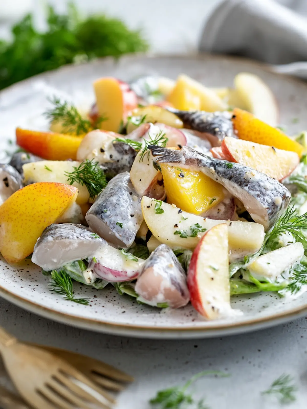 Heringensalat mit Apfel und Matjeshering – Ein frischer Genuss 4 Heringensalat mit Apfel und Matjeshering