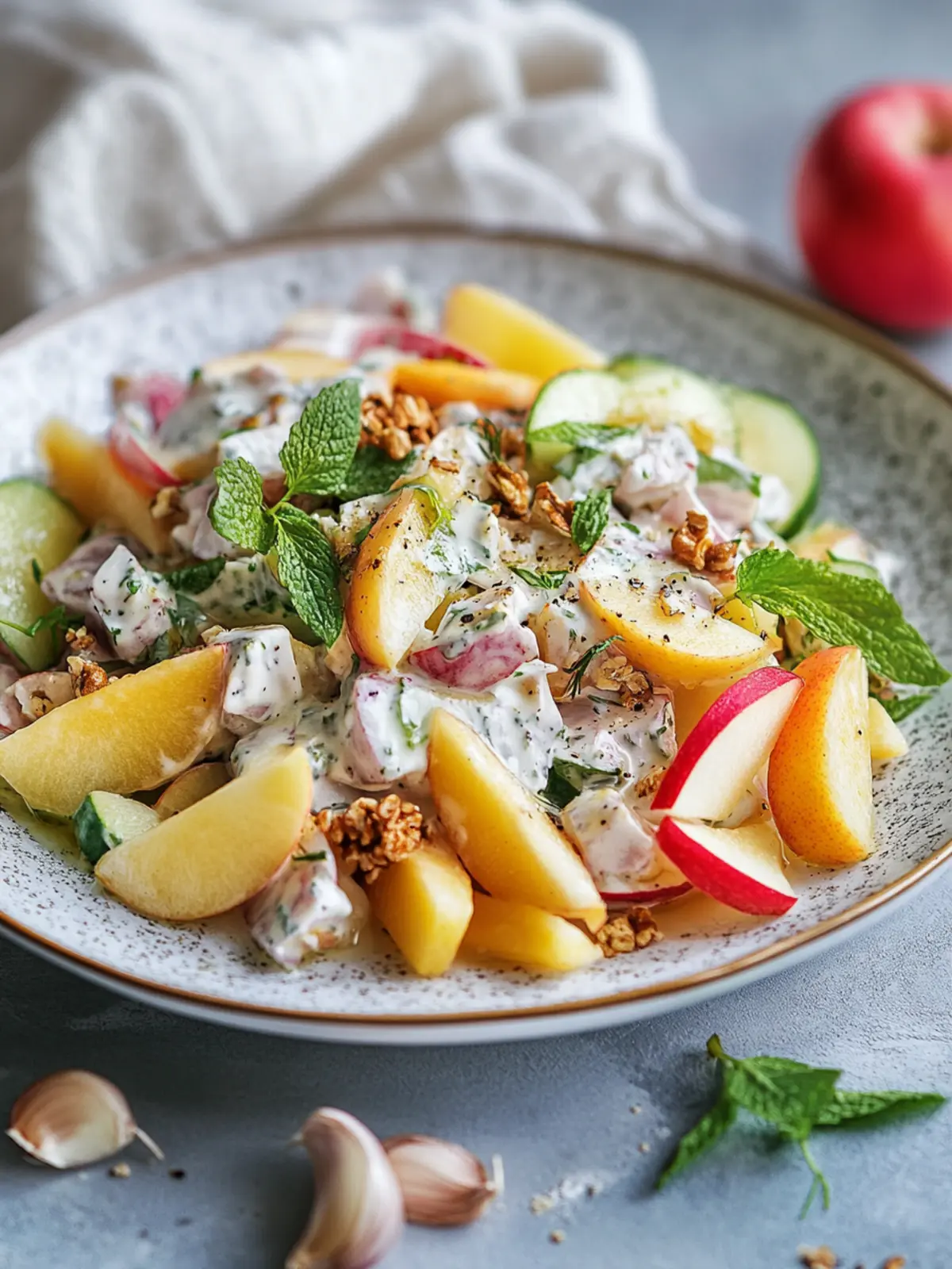 Erfrischender Hering Salat mit Apfel und Matjes Hering für Genuss 5 Hering salad with apple and matjes herring