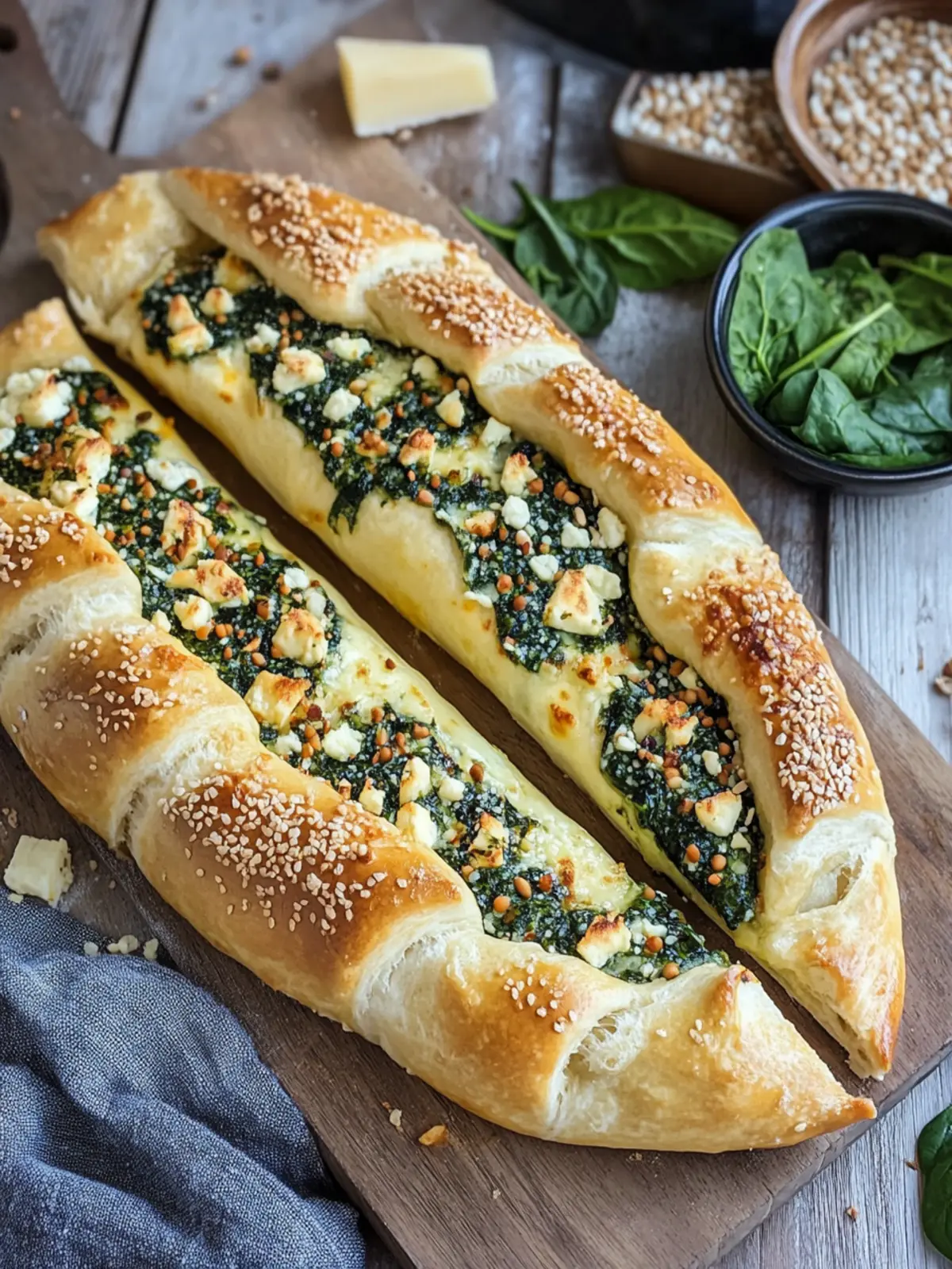 Köstliches Pide mit Käse-Spinat-Füllung für Genussmomente 2 Pide with cheese-spinach filling