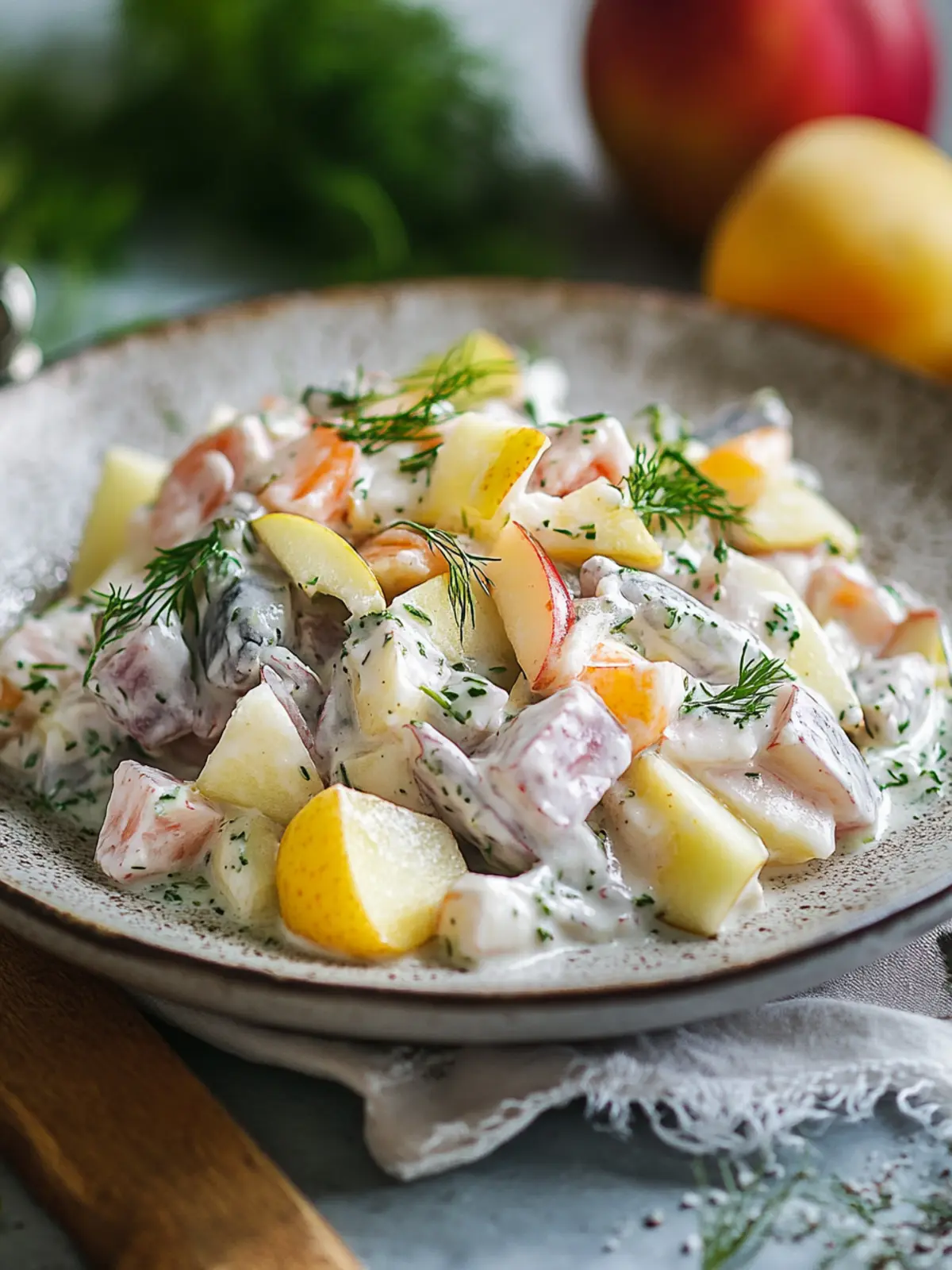 Heringensalat mit Apfel und Matjeshering – Ein frischer Genuss 3 Heringensalat mit Apfel und Matjeshering