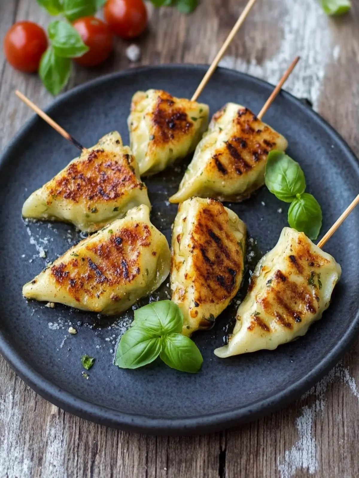 Genussvolle Gegrillte Maultaschen-Spieße mit frischem Pesto 5 Gegrillte Maultaschen-Spieße