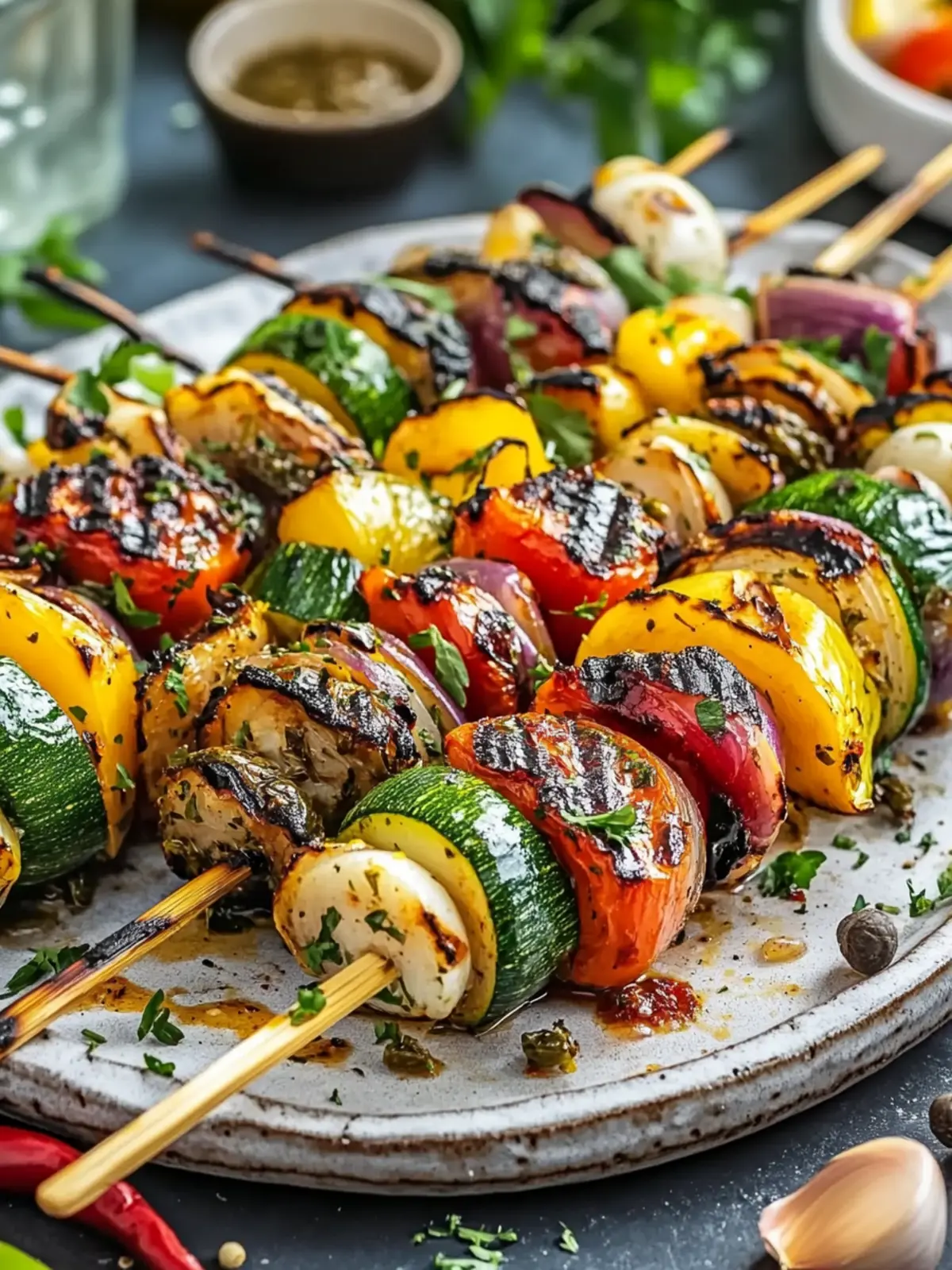 Gegrillte Gemüsespieße mit Kräuter-Marinade Rezept für Sommergenuss 3 Gegrillte Gemüsespieße mit Kräuter-Marinade Rezept