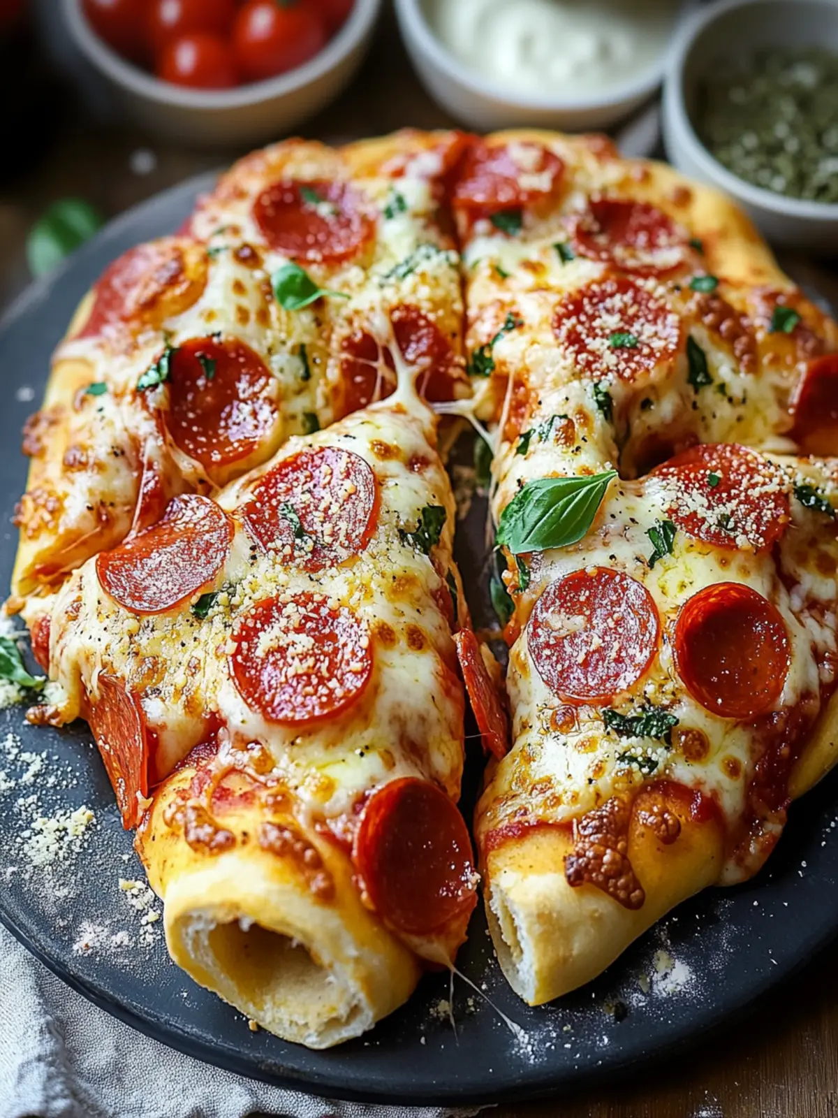 Käse-Pepperoni-Pizza-Rollen für den perfekten Snack-Moment 2 Käse-Pepperoni-Pizza-Rollen