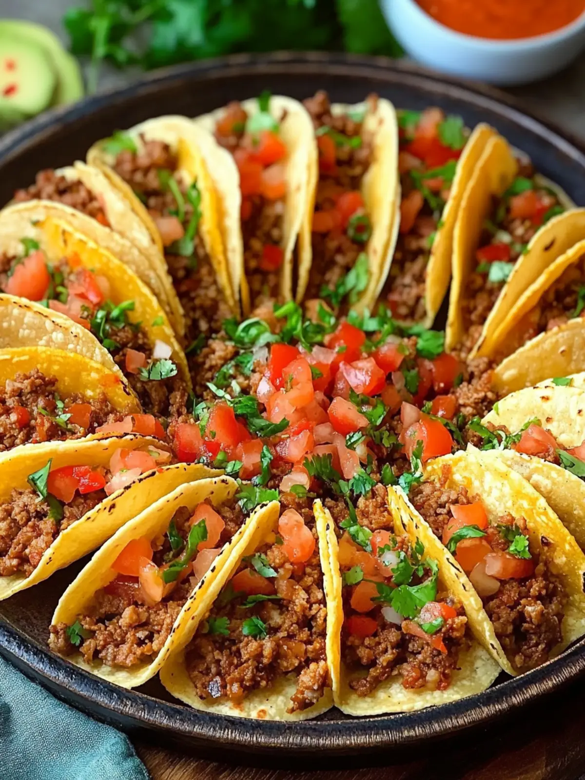 Mini-Tacos mit würzigem Hackfleischfüllung – Party-Snack Hit 3 Mini-Tacos with spicy minced meat filling