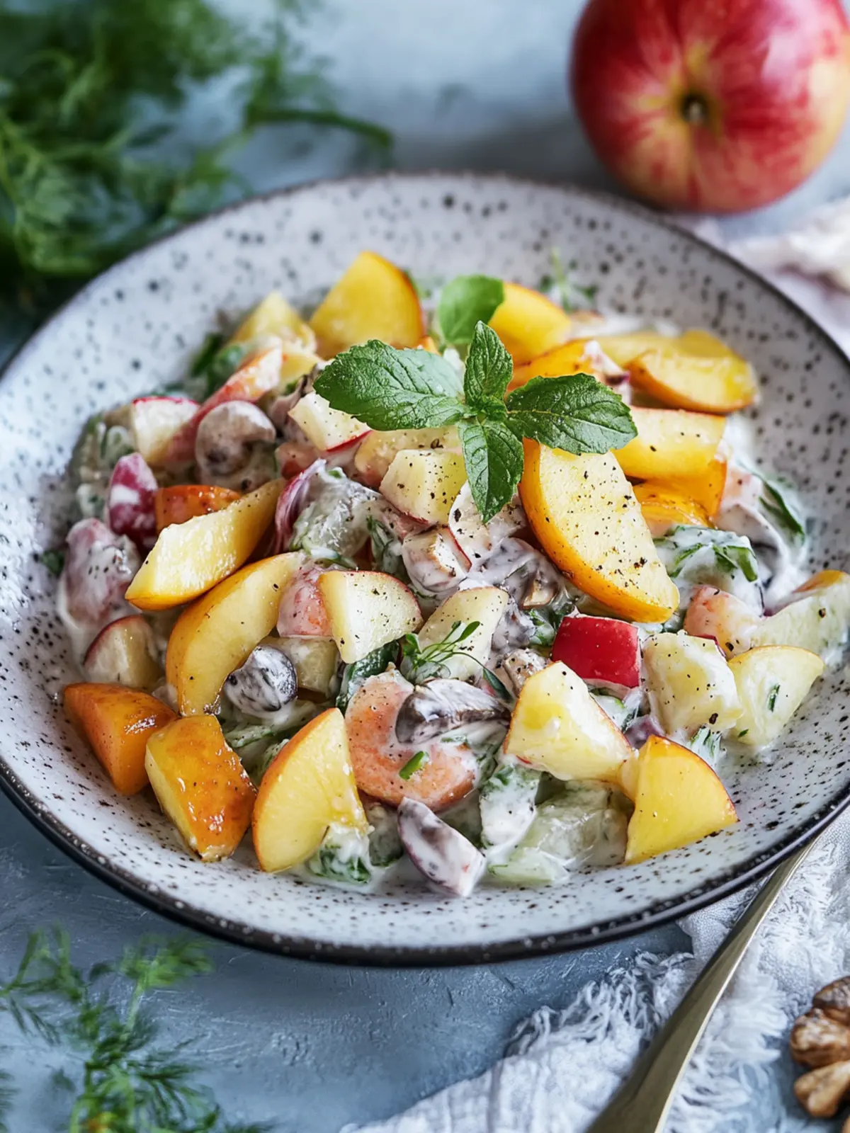 Erfrischender Hering Salat mit Apfel und Matjes Hering für Genuss 4 Hering salad with apple and matjes herring