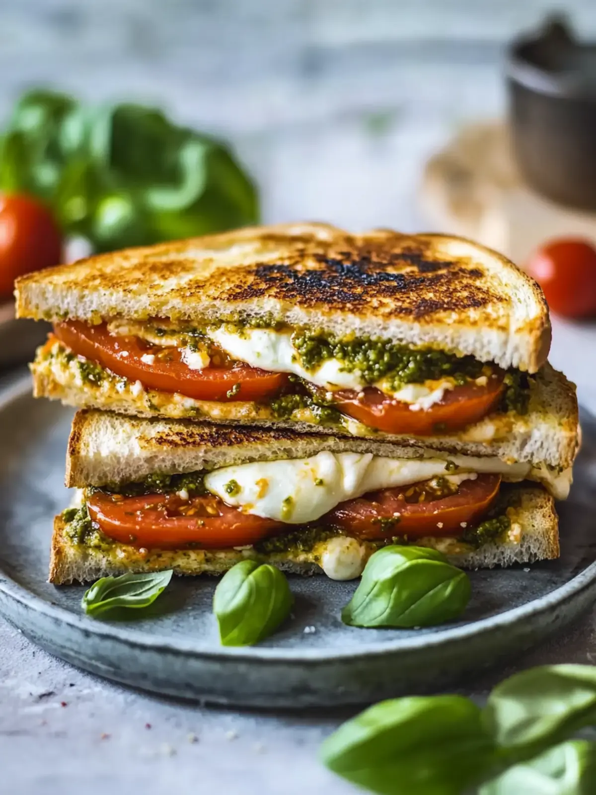 Pesto-Sandwich mit Mozzarella vom Kontaktgrill: Knuspriger Genuss 3 Pesto-Sandwich mit Mozzarella vom Kontaktgrill