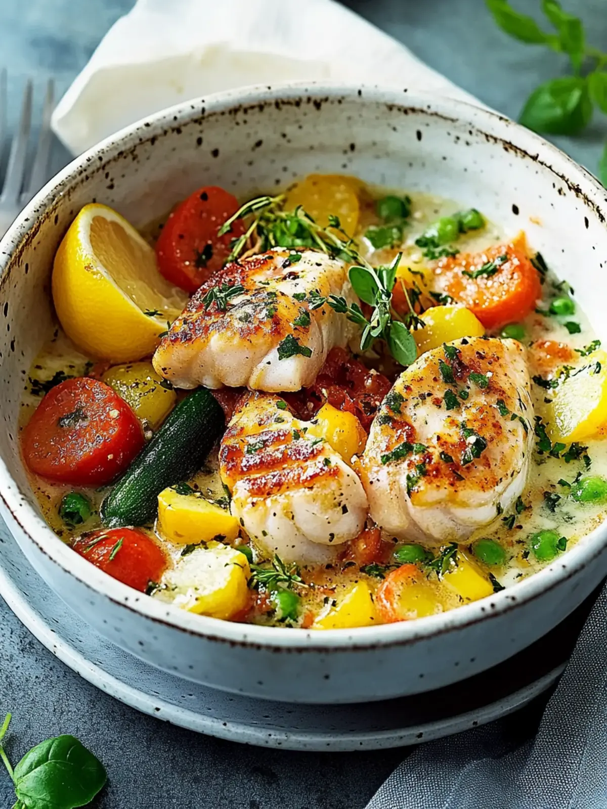 Fisch-Eintopf mit allerlei Gemüse für ein gemütliches Dinner 2 Fisch-Eintopf mit allerlei Gemüse