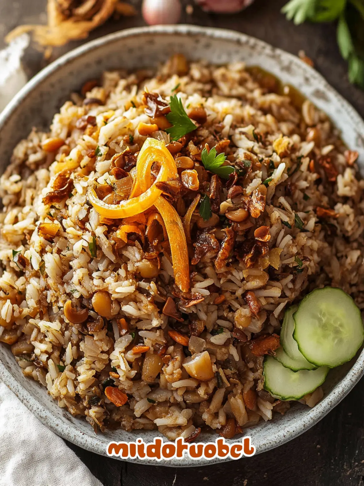 Mujadara: Herzhaftes Rezept für Arabischen Reis mit Linsen 4 Mujadara (Arabischer Reis mit Linsen und Zwiebeln)