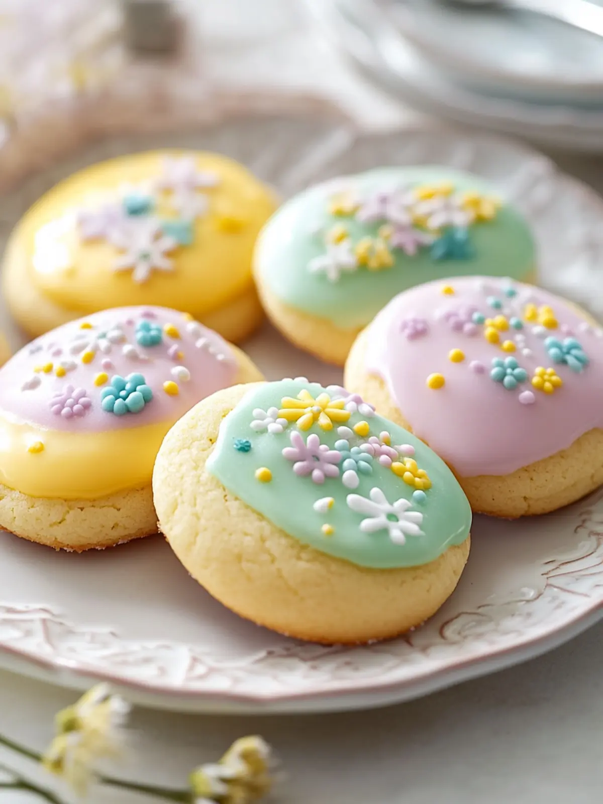 Zitronen Butterplätzchen mit bunter Osterglasur – Einfach Festlich 4 Zitronen Butterplätzchen mit bunter Osterglasur