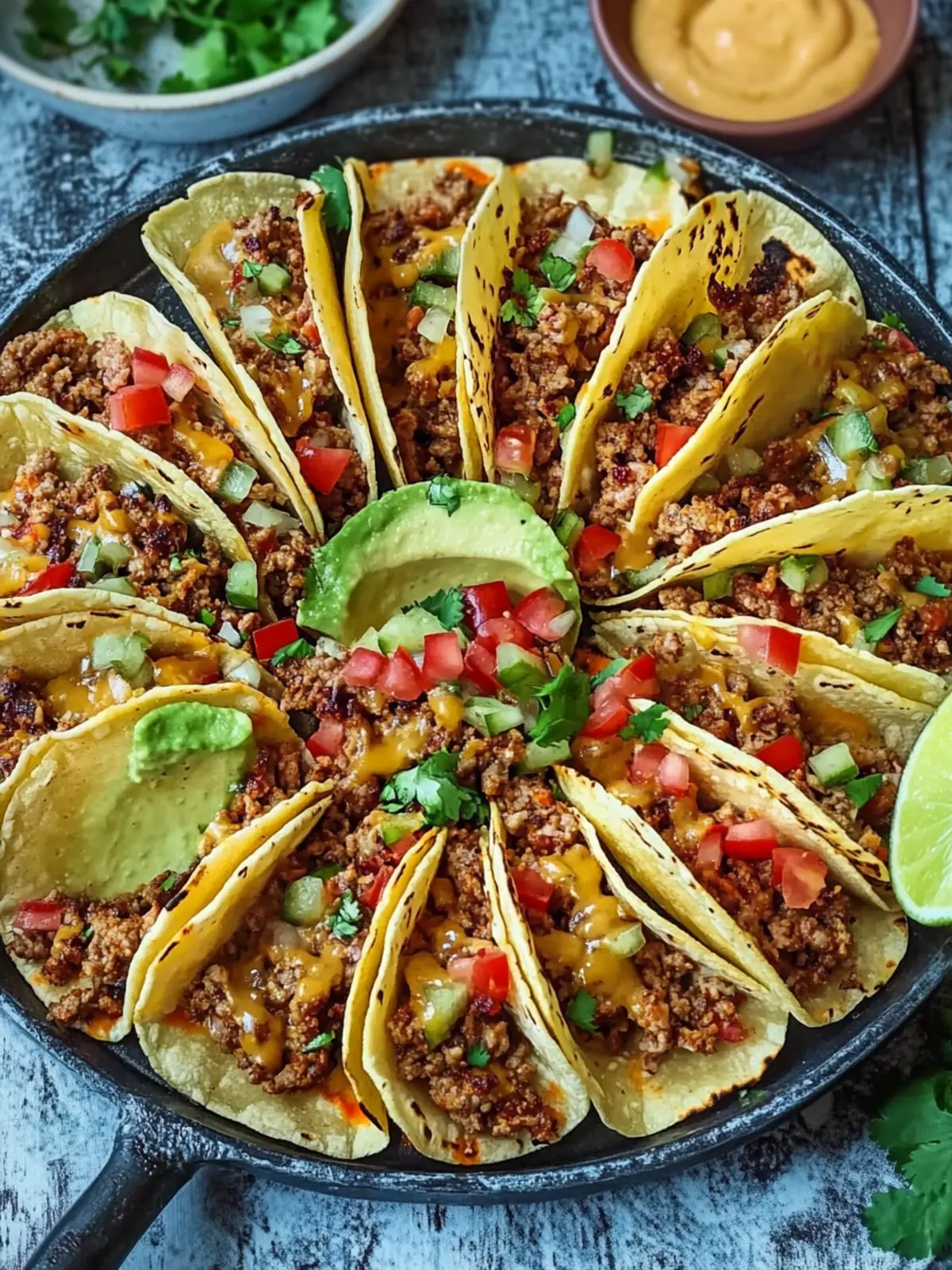 Mini-Tacos mit würzigem Hackfleischfüllung – Party-Snack Hit 2 Mini-Tacos with spicy minced meat filling