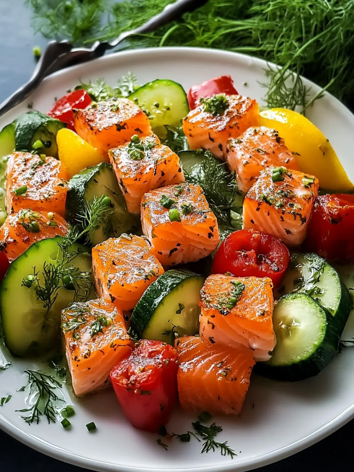 Lachs-Spieße mit Gemüse: Grillspaß in nur 30 Minuten 2 Lachs-Spieße mit Gemüse