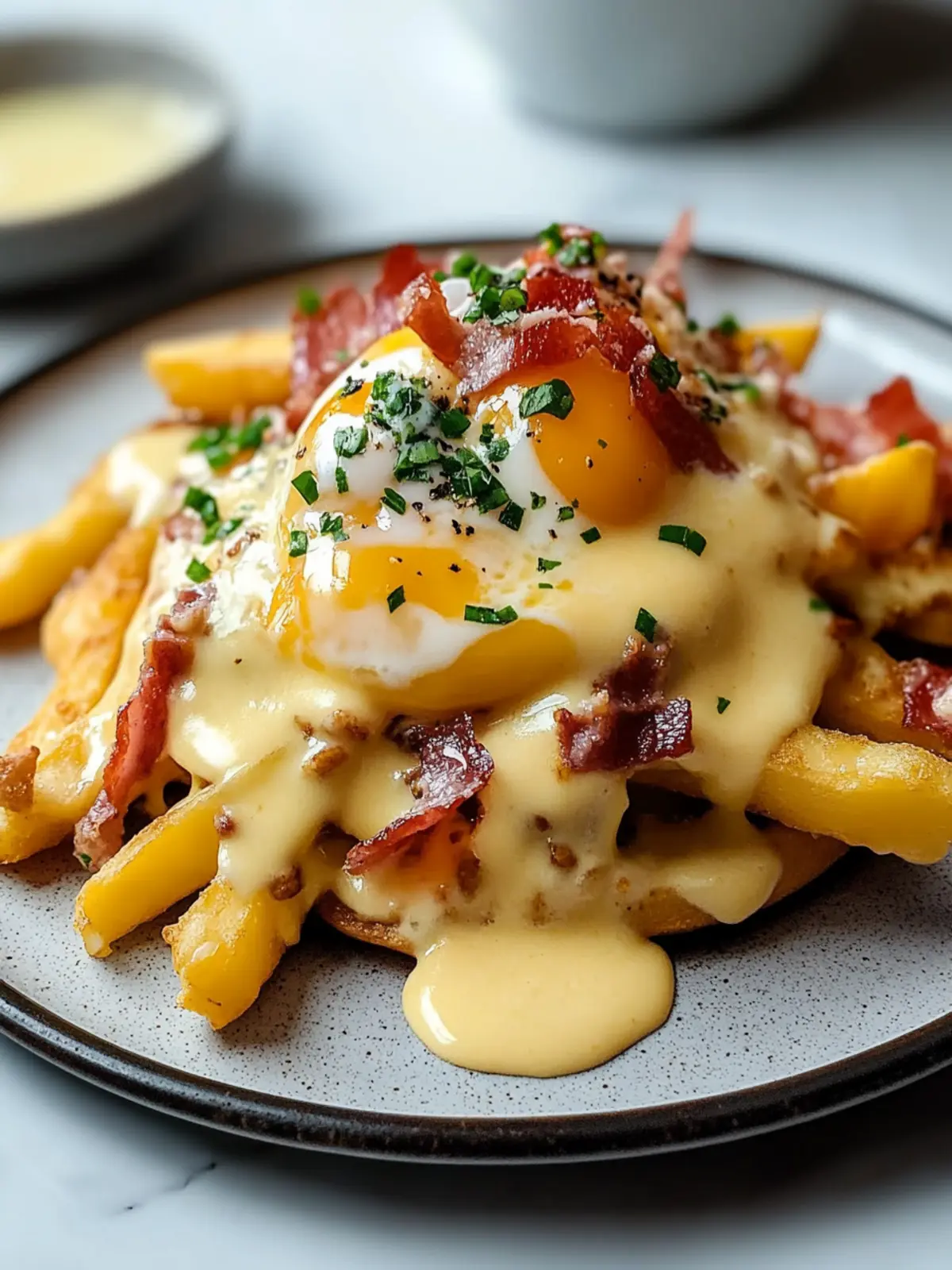 Ultimative Frühstücks-Poutine mit cremiger Hollandaise-Soße genießen 3 Ultimative Frühstücks-Poutine mit cremiger Hollandaise-Soße