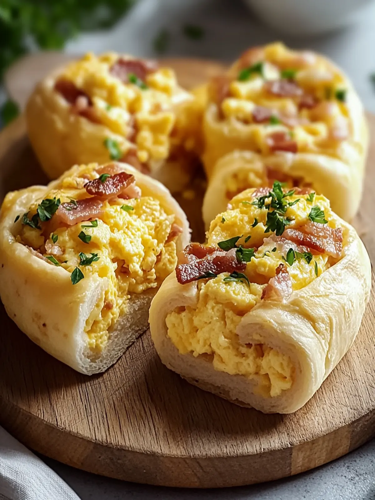 Frühstücksrollen mit Rührei, Käse und Speck – Schnell und Lecker 3 Breakfast rolls with scrambled eggs, cheese, and bacon