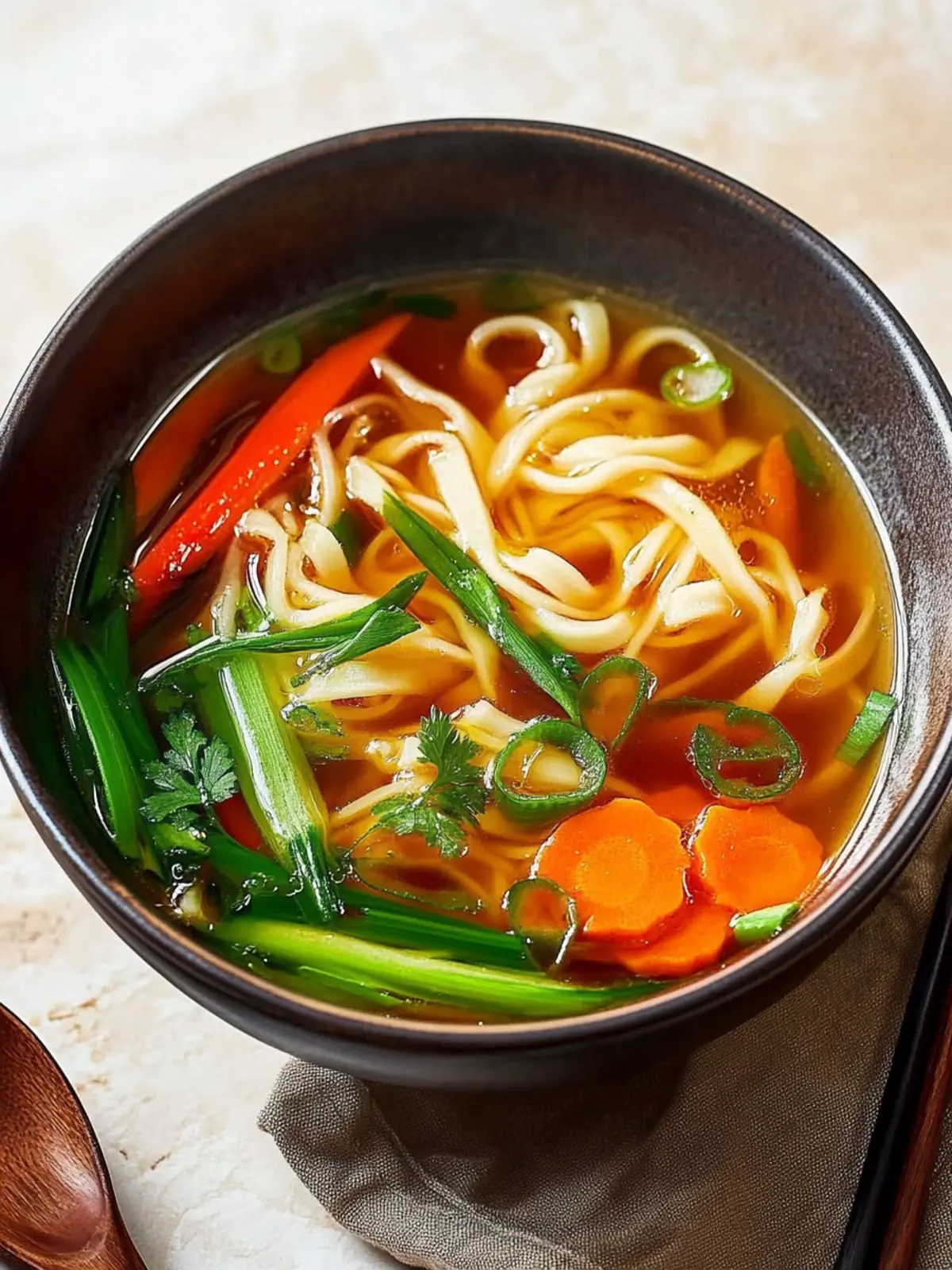 Asiatische Gemüsenudelsuppe