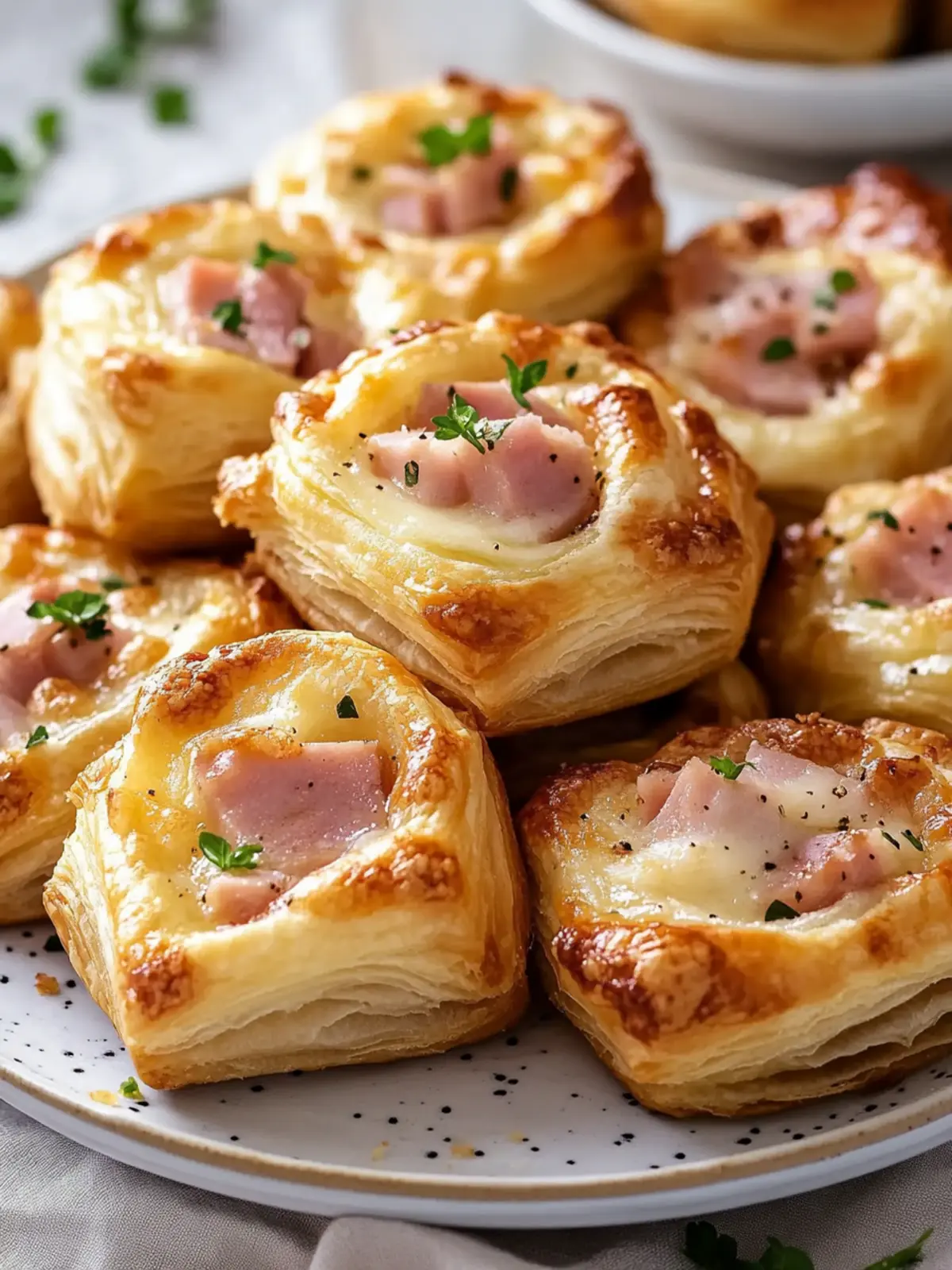 Krosse Schnelle Blätterteig Häppchen mit Schinken und Käse 2 Schnelle Blätterteig Häppchen mit Schinken und Käse