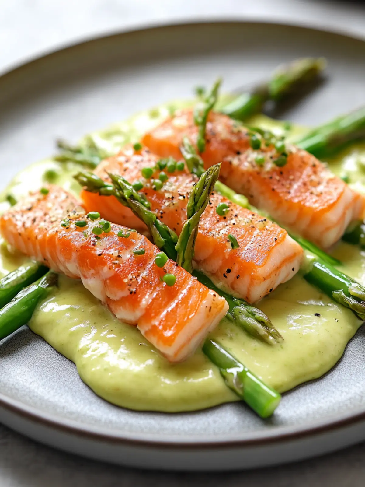 Spargel mit Lachs auf Avocado-Hollandaise für Frühlingsgenuss 4 Spargel mit Lachs auf Avocado-Hollandaise