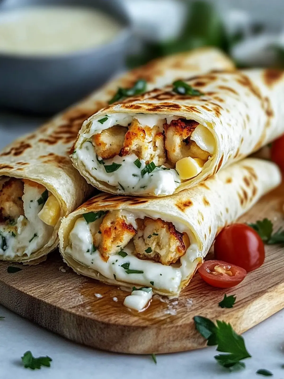 Niedrigkarb Cheesy Knoblauch Hühnchen Wraps in nur 20 Minuten 2 Niedrigkarb Cheesy Knoblauch Hühnchen Wraps