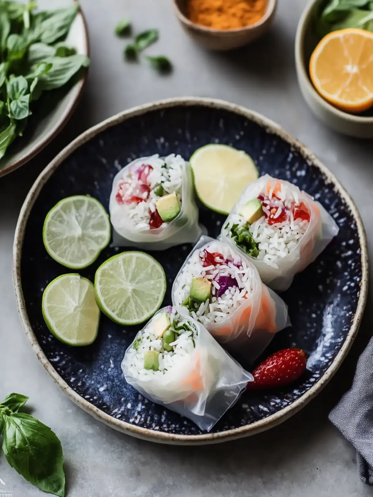 Sweet Summer Rolls mit Kokosreis: Erfrischender Genuss für alle 4 Sweet summer rolls with coconut rice