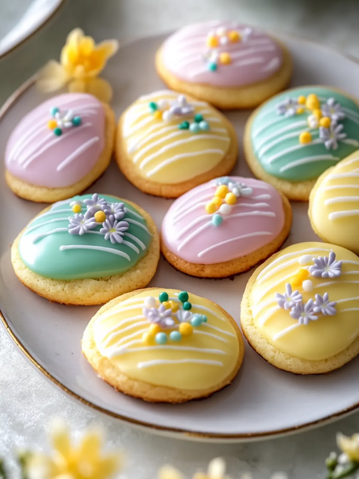 Zitronen Butterplätzchen mit bunter Osterglasur – Einfach Festlich 3 Zitronen Butterplätzchen mit bunter Osterglasur