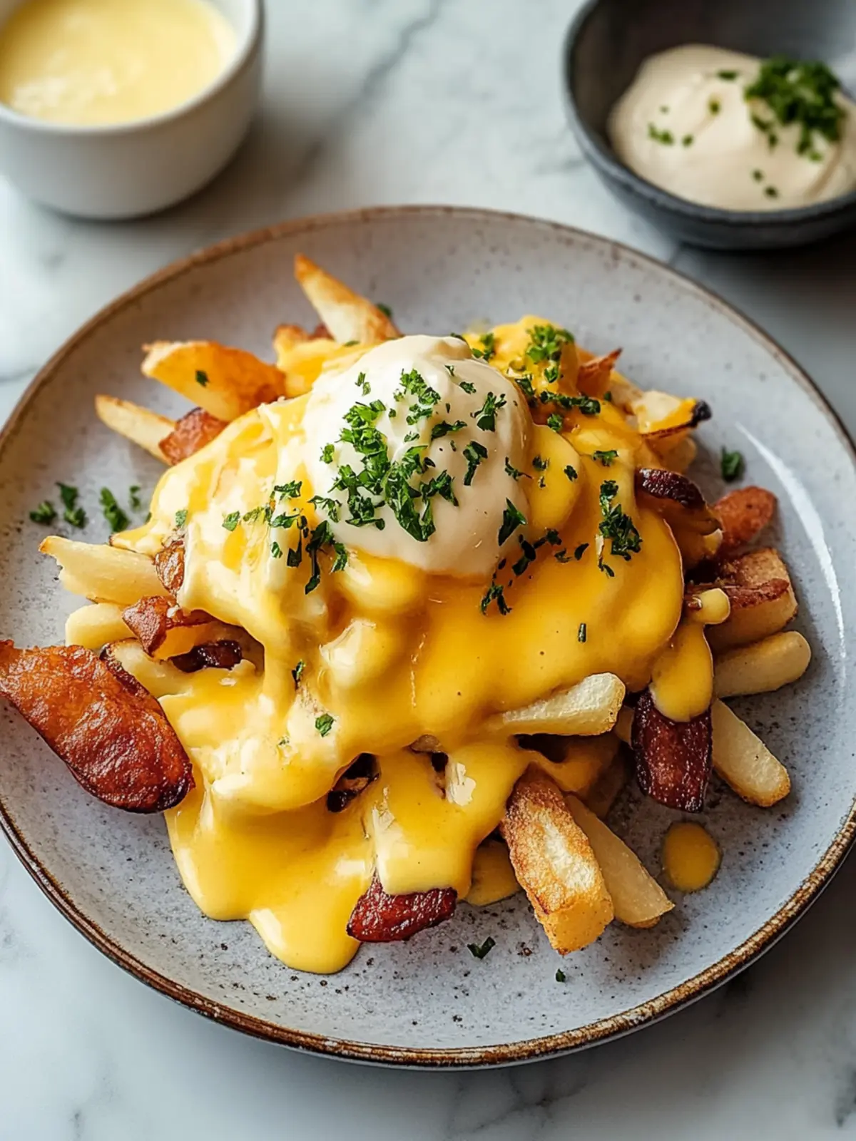 Ultimative Frühstücks-Poutine mit cremiger Hollandaise-Soße genießen 5 Ultimative Frühstücks-Poutine mit cremiger Hollandaise-Soße