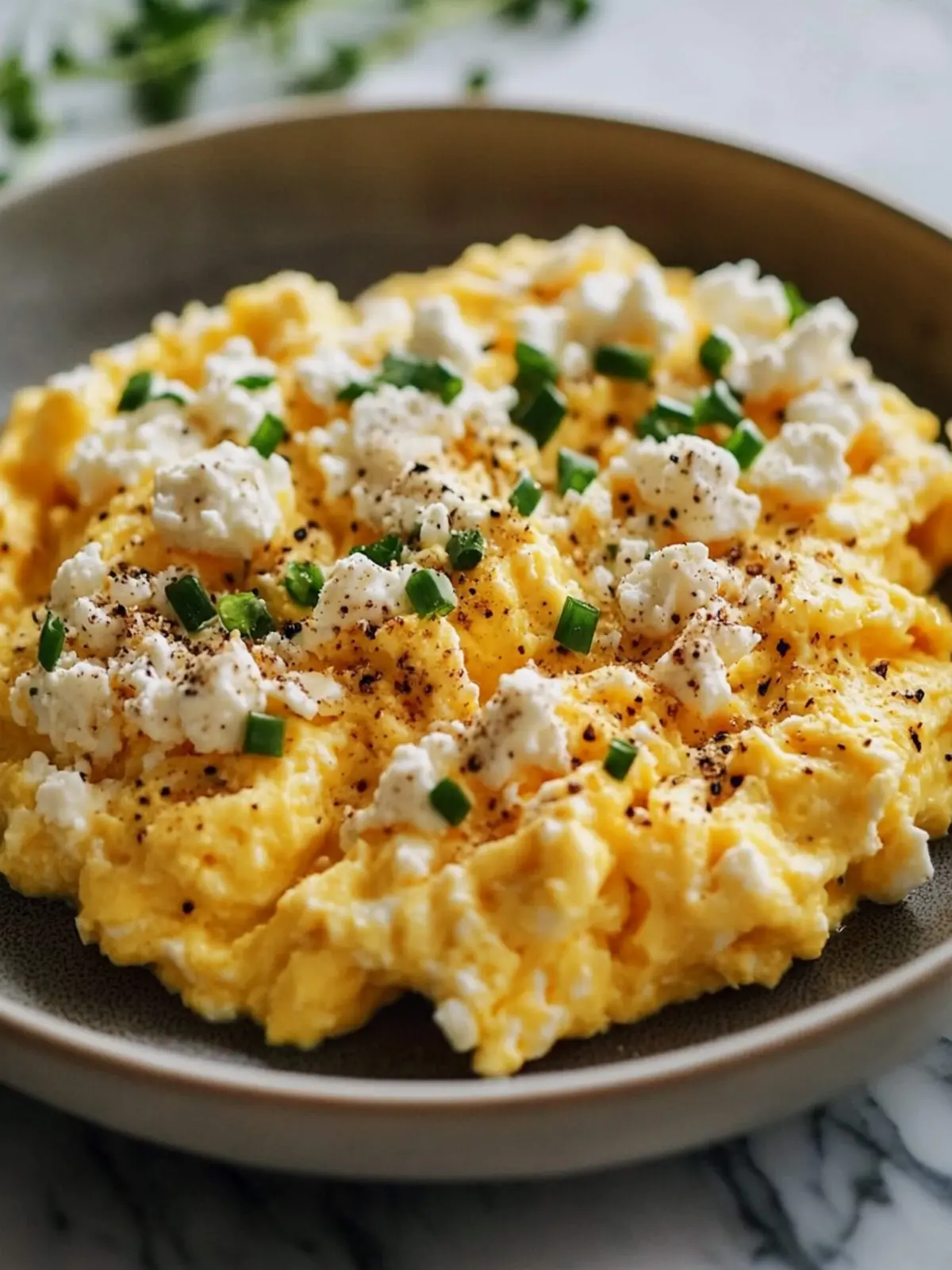 Köstliche Rührei mit Hüttenkäse für einen proteinreichen Start 4 Scrambled eggs with cottage cheese and high protein content