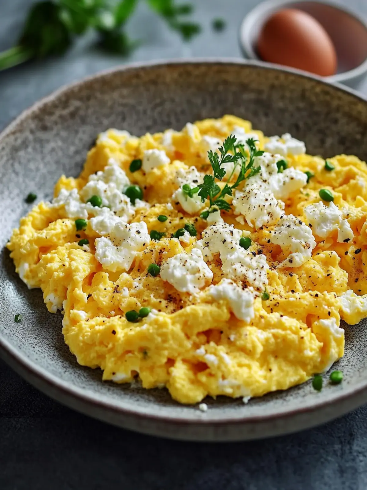 Köstliche Rührei mit Hüttenkäse für einen proteinreichen Start 3 Scrambled eggs with cottage cheese and high protein content