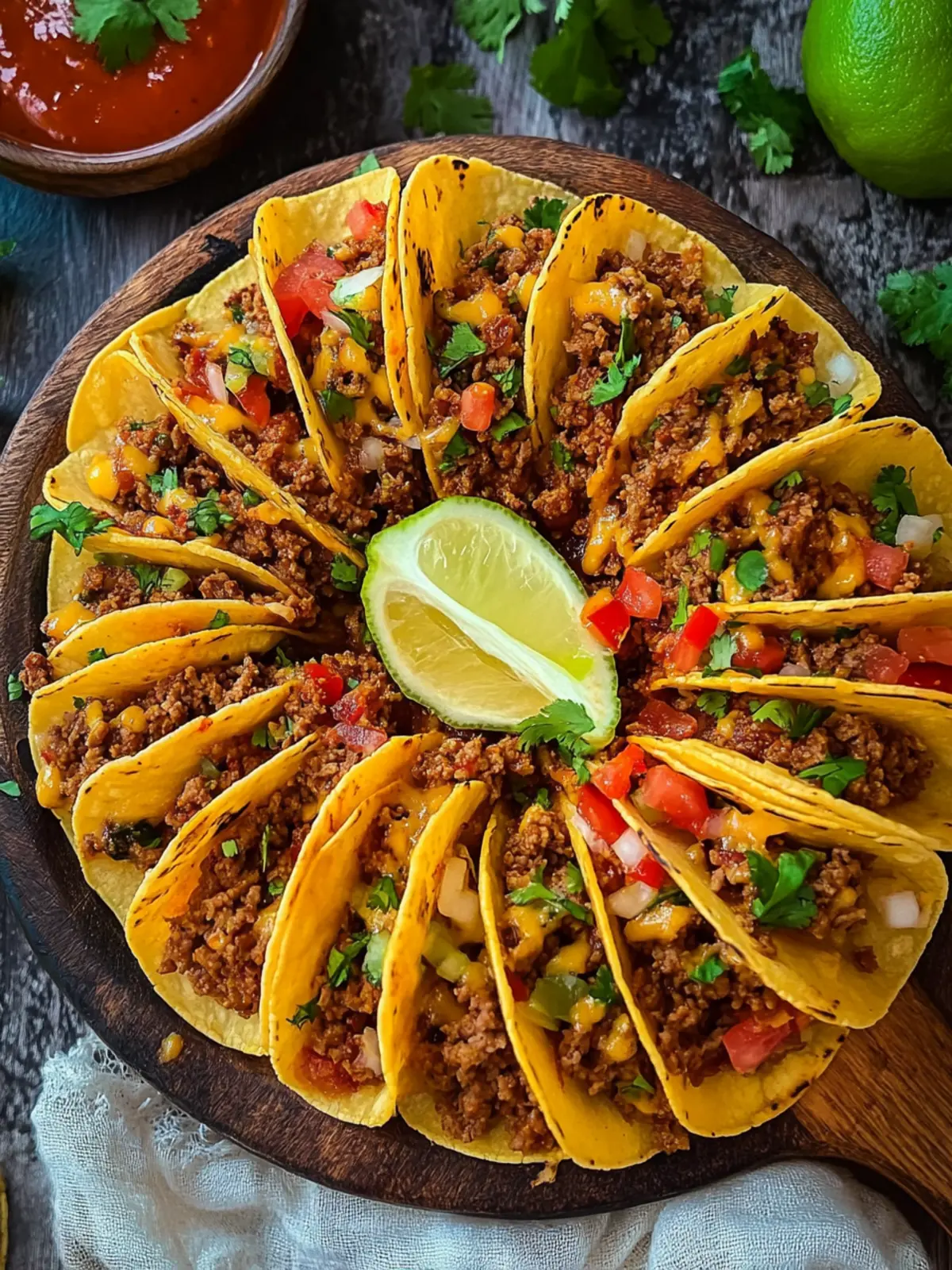 Mini-Tacos mit würzigem Hackfleischfüllung – Party-Snack Hit 4 Mini-Tacos with spicy minced meat filling