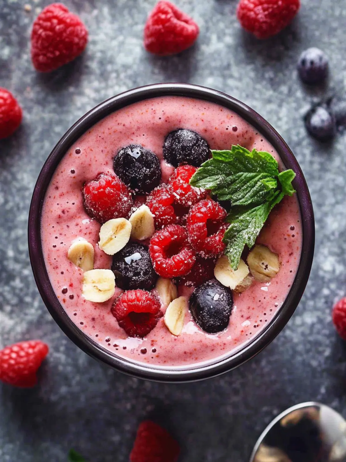 Kalorienarme Smoothie-Schüssel mit Beeren – Gesund genießen! 2 Smoothie-Schüssel mit Beeren