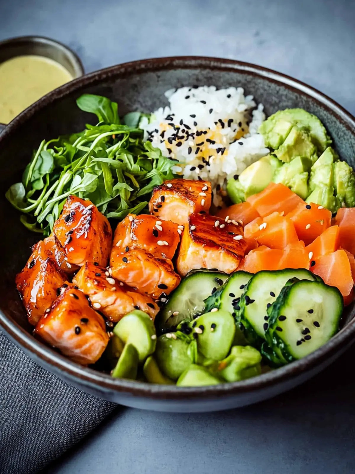 Honig-Sriracha-Lachs-Bowl: Gesund, lecker und kinderleicht! 4 Honig-Sriracha-Lachs-Bowl