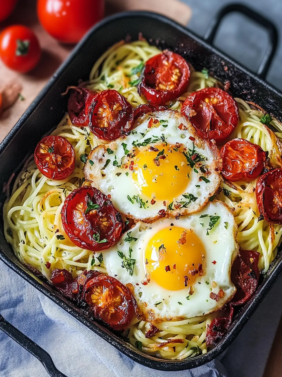 Low Carb Zoodle Auflauf mit Ei und getrockneten Tomaten – Schnell & Lecker 3 Low Carb Zoodle Auflauf mit Ei und getrockneten Tomaten