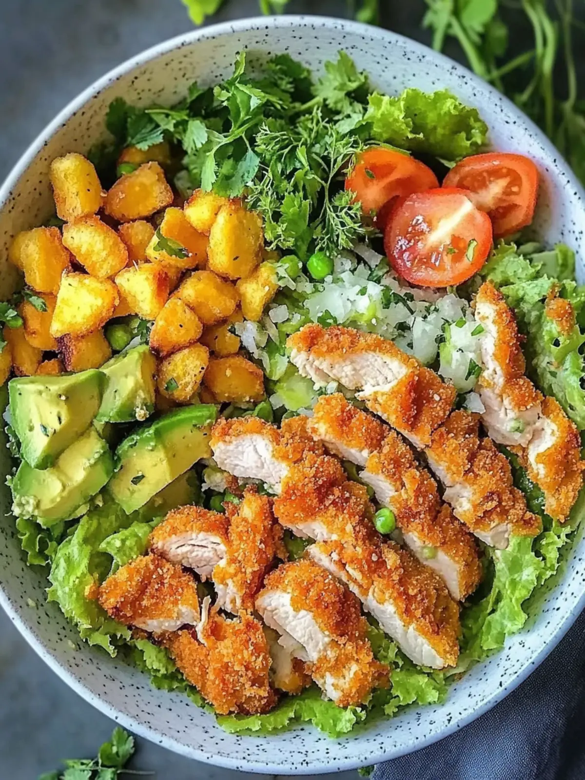 Crispy Caesar-Hähnchen-Bowl für gesunde Genussmomente 2 Caesar-Hähnchen-Bowl