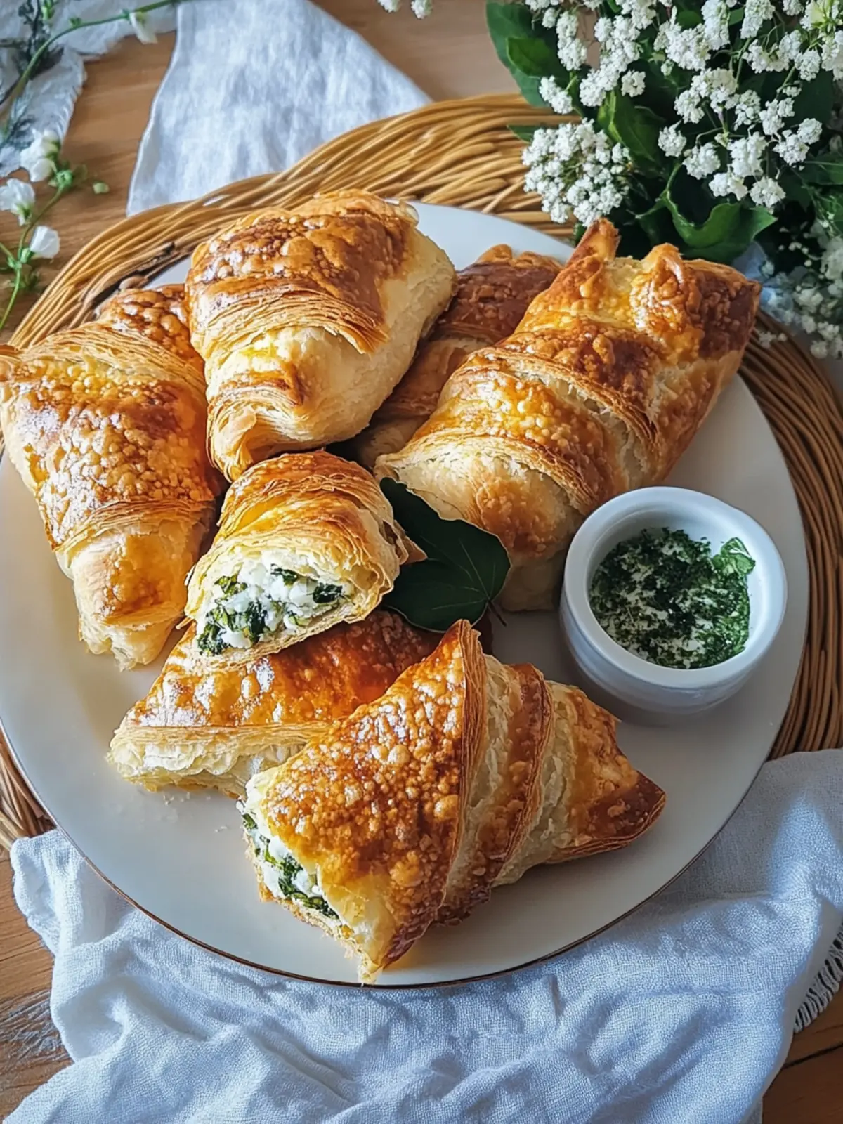 Herzhafte Blätterteigtaschen mit Spinat und Feta genießen 4 Herzhafte Blätterteigtaschen