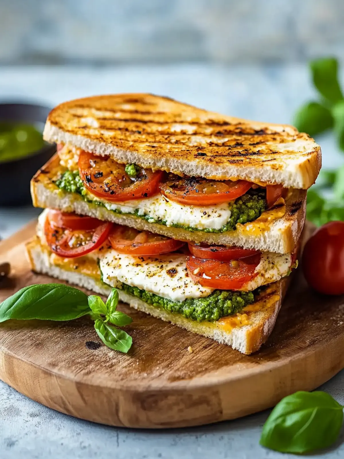 Pesto-Sandwich mit Mozzarella vom Kontaktgrill: Knuspriger Genuss 5 Pesto-Sandwich mit Mozzarella vom Kontaktgrill