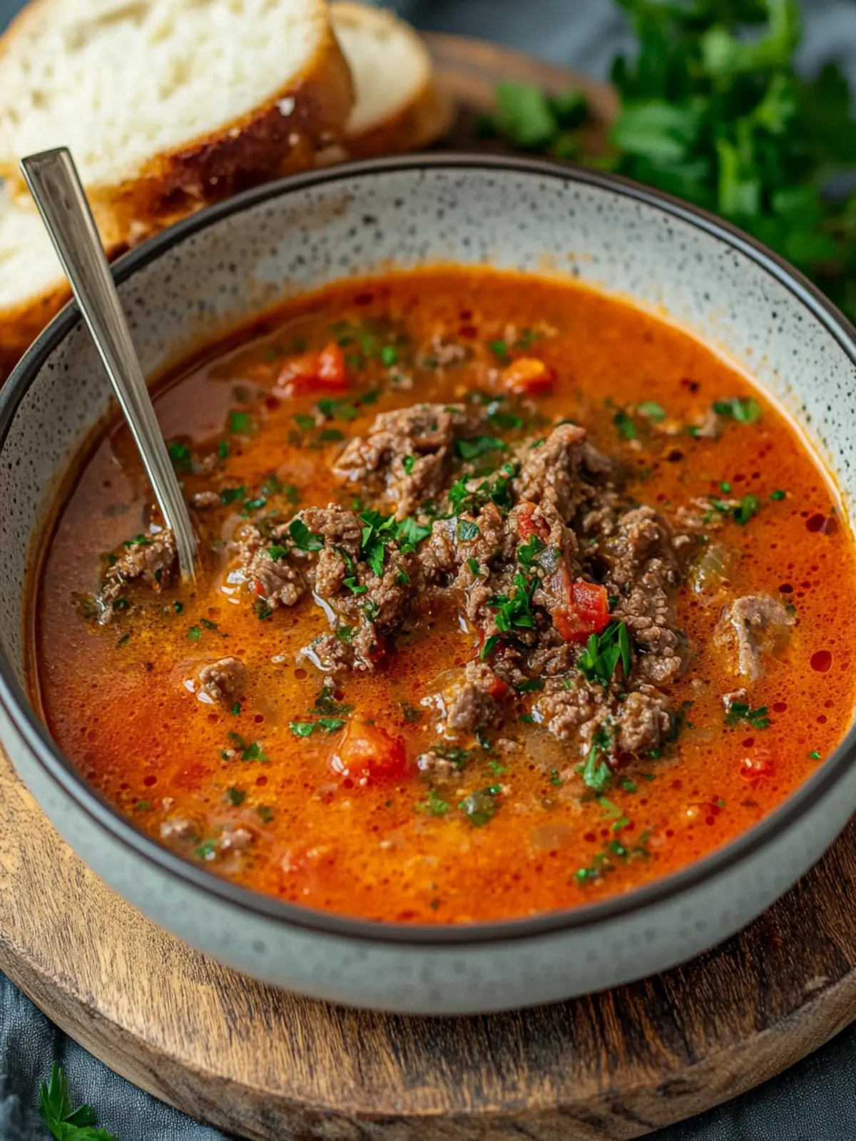 Herzhafte Ajvar-Suppe mit Hackfleisch für schnelle Abende 2 Ajvar-Suppe mit Hackfleisch