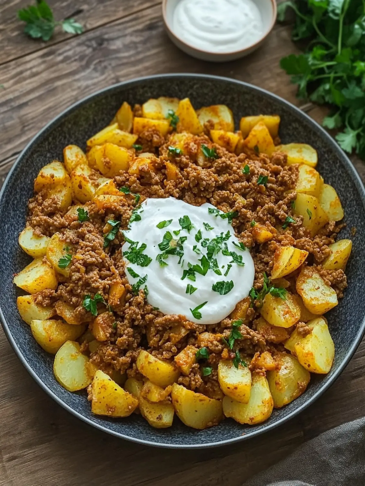 Knusprige Kartoffeln mit Hackfleisch und Joghurt für jeden Abend 4 Crispy potatoes with minced meat and yogurt