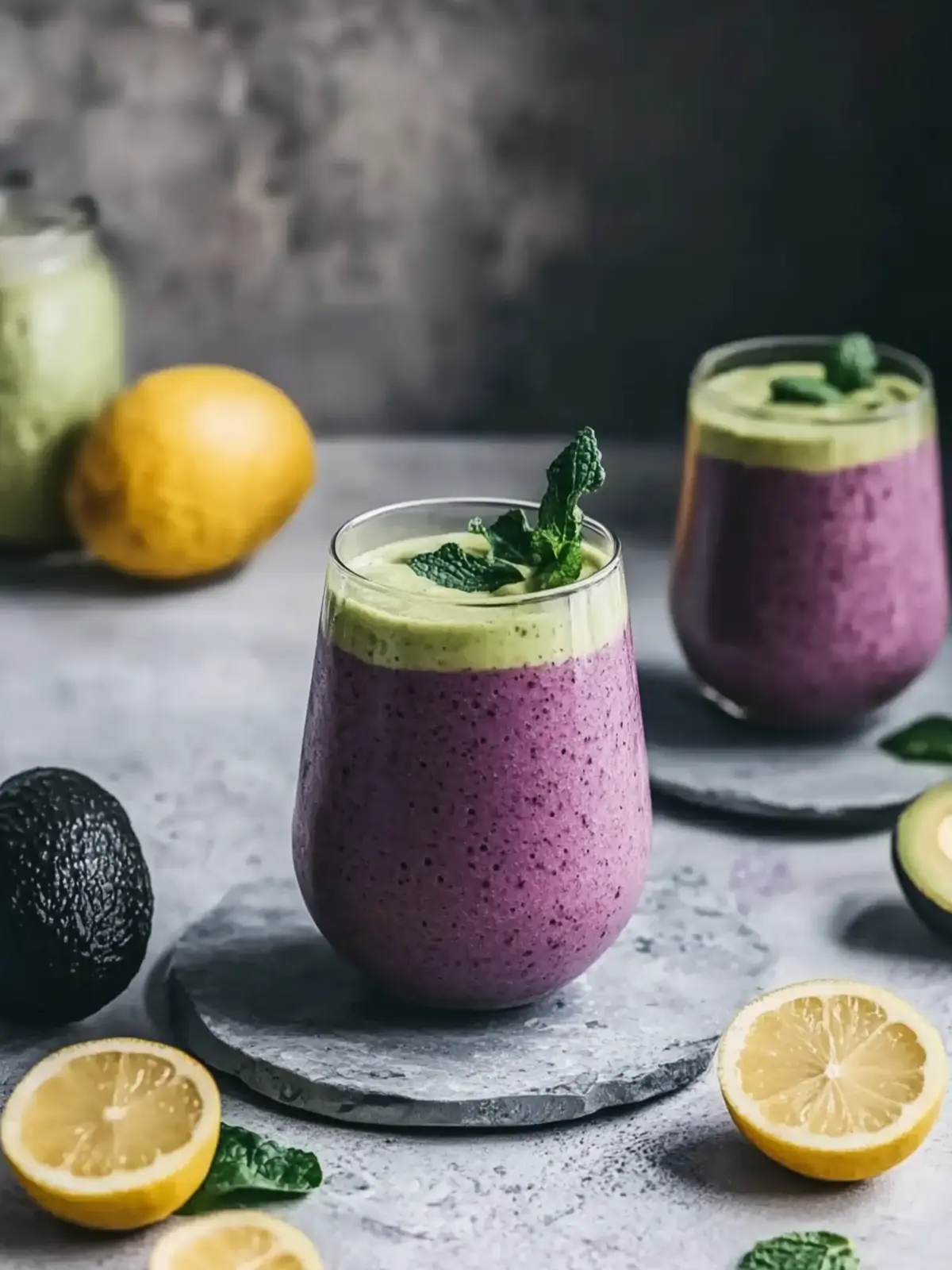 Heidelbeer Avocado Smoothie mit Zitrone und Joghurt Genuss 2 Heidelbeer Avocado Smoothie mit Zitrone und Joghurt