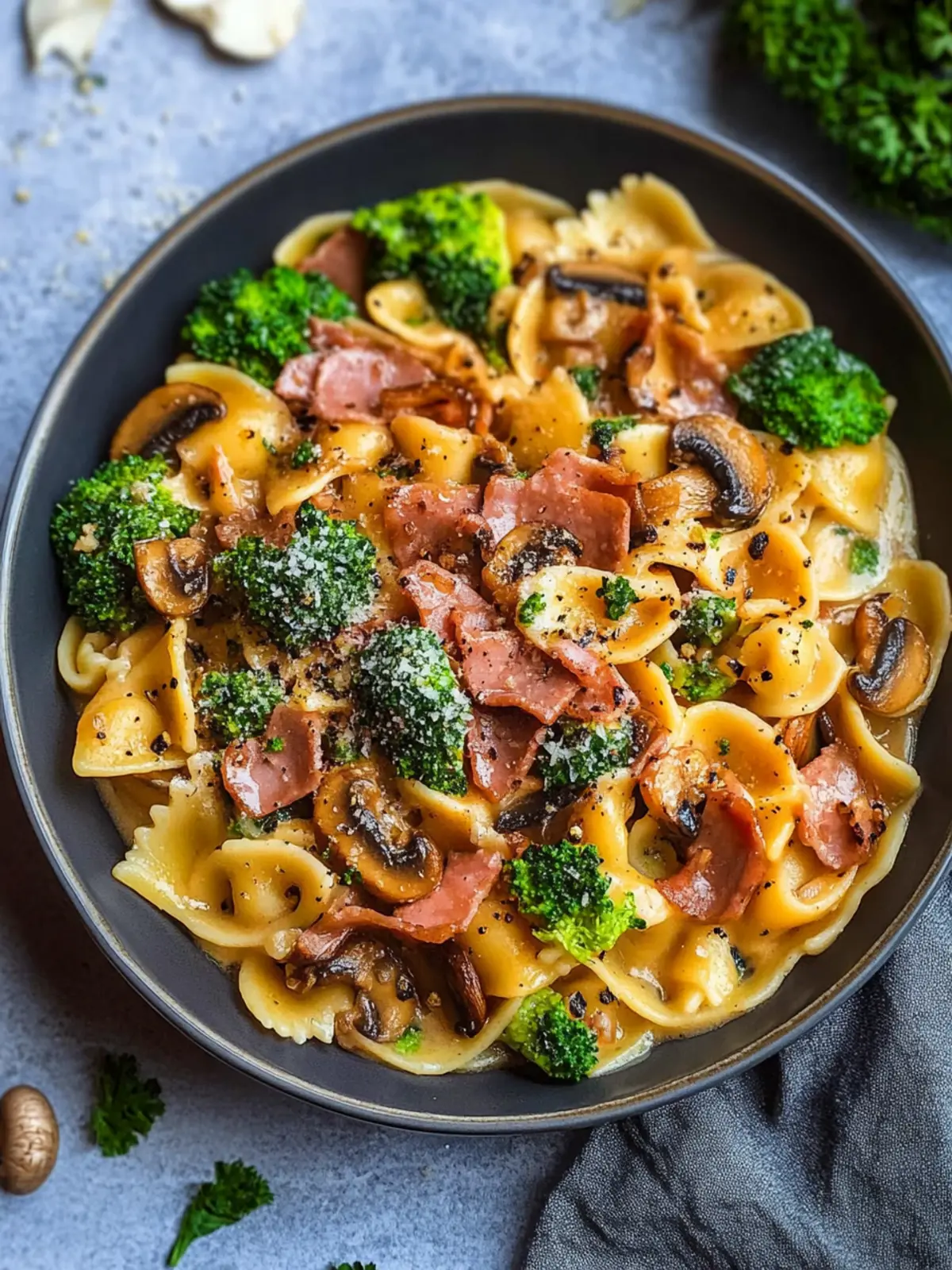 Datenacht Pasta mit Brokkoli, Speck & Champignons – Genuss pur 3 Datenacht Pasta mit Brokkoli, Speck & Champignons