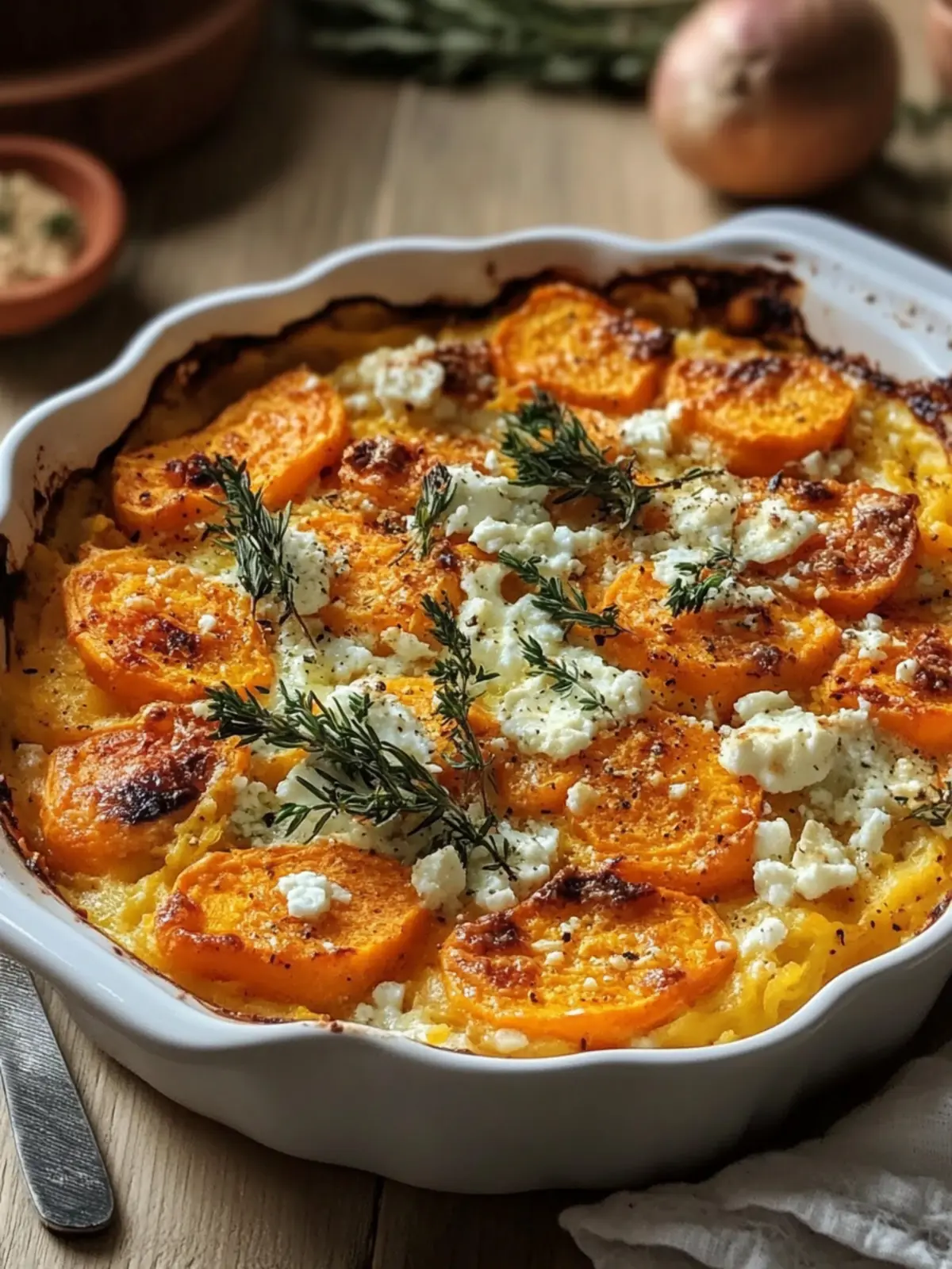 Wärmendes Süßkartoffelgratin mit Feta für Gemütliche Abende 3 Sweet potato gratin with feta