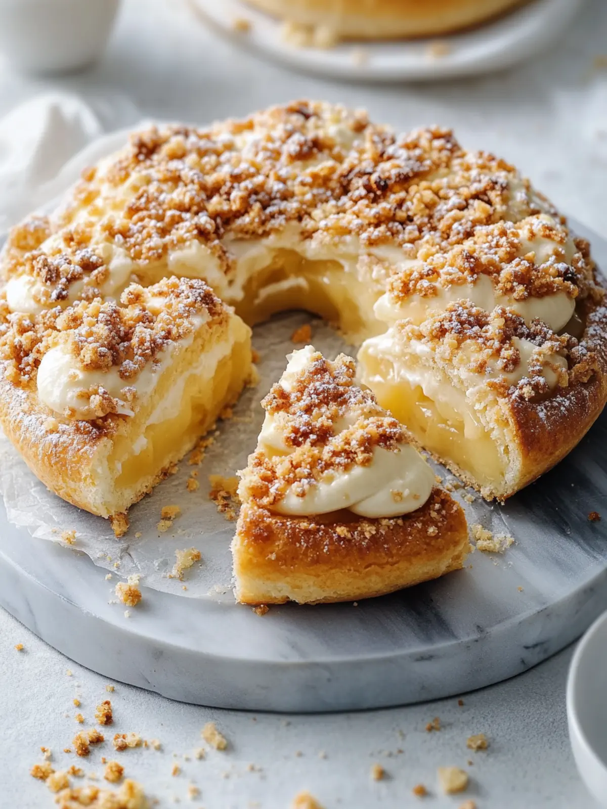 Apfelkäsekuchenbrötchen mit Streuselbelag: Ein Genuss für jede Feier 2 Apfelkäsekuchenbrötchen mit Streuselbelag und süßem Zuckerguss