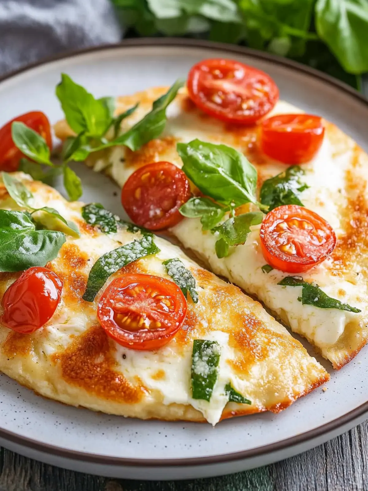 Low-Carb-Schinken-Mozzarella-Pfannkuchen mit Salat genießen 2 Low-Carb-Schinken-Mozzarella-Pfannkuchen mit Salat