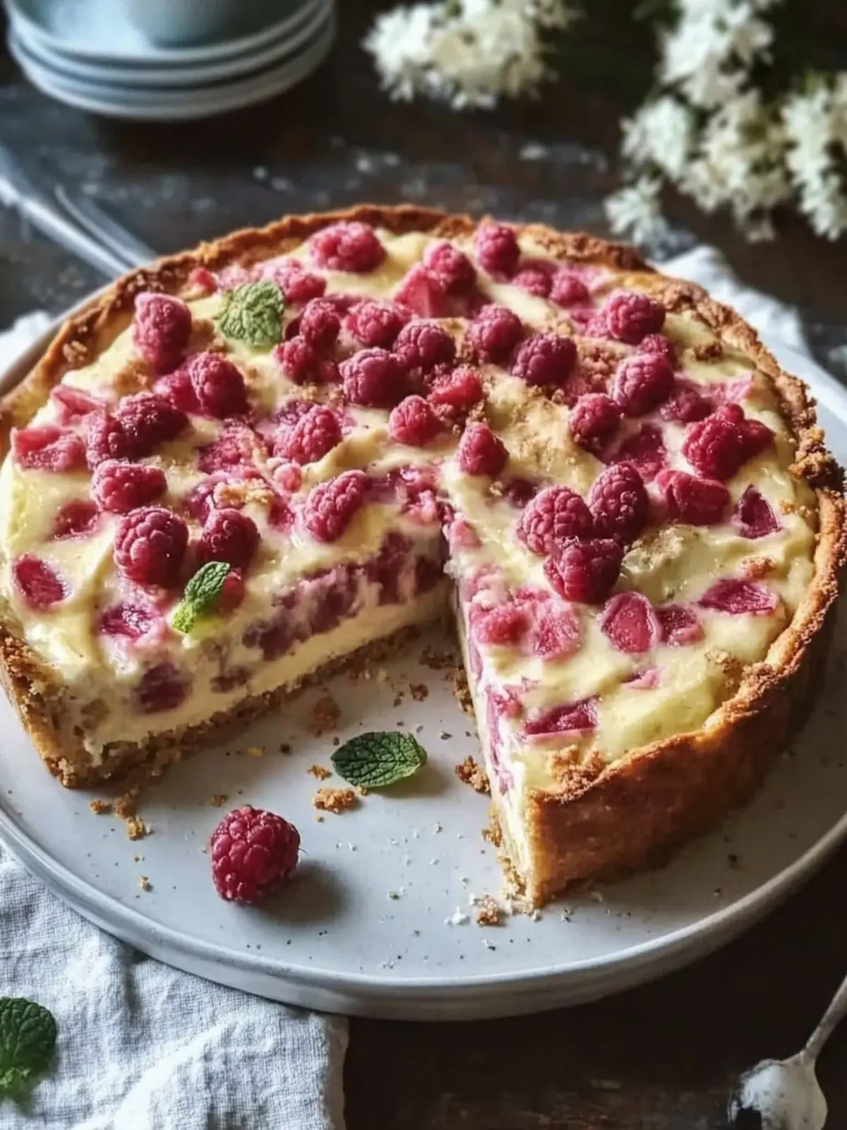 Rhabarberkuchen mit Pudding und Schmand: Ein fruchtiger Genuss 4 Rhabarberkuchen mit Pudding und Schmand