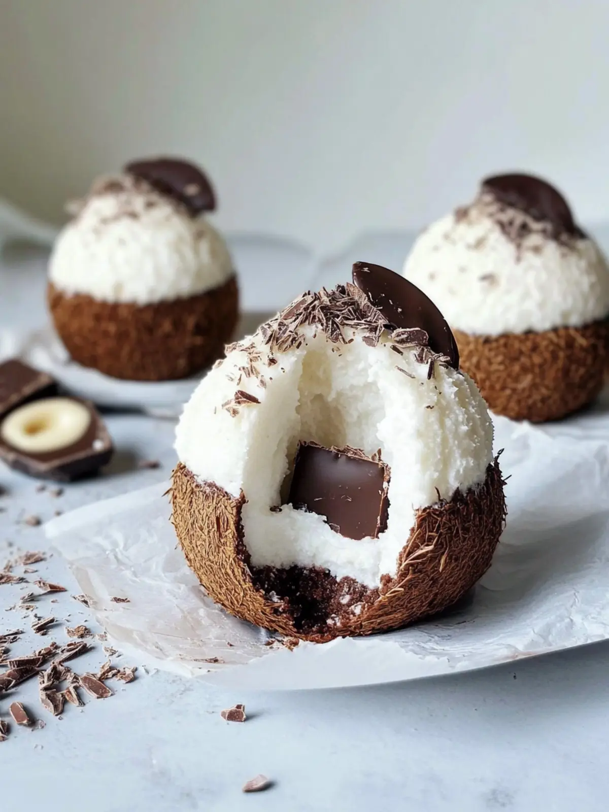 Kokosnuss-Dom mit Schokoladenaufstrich