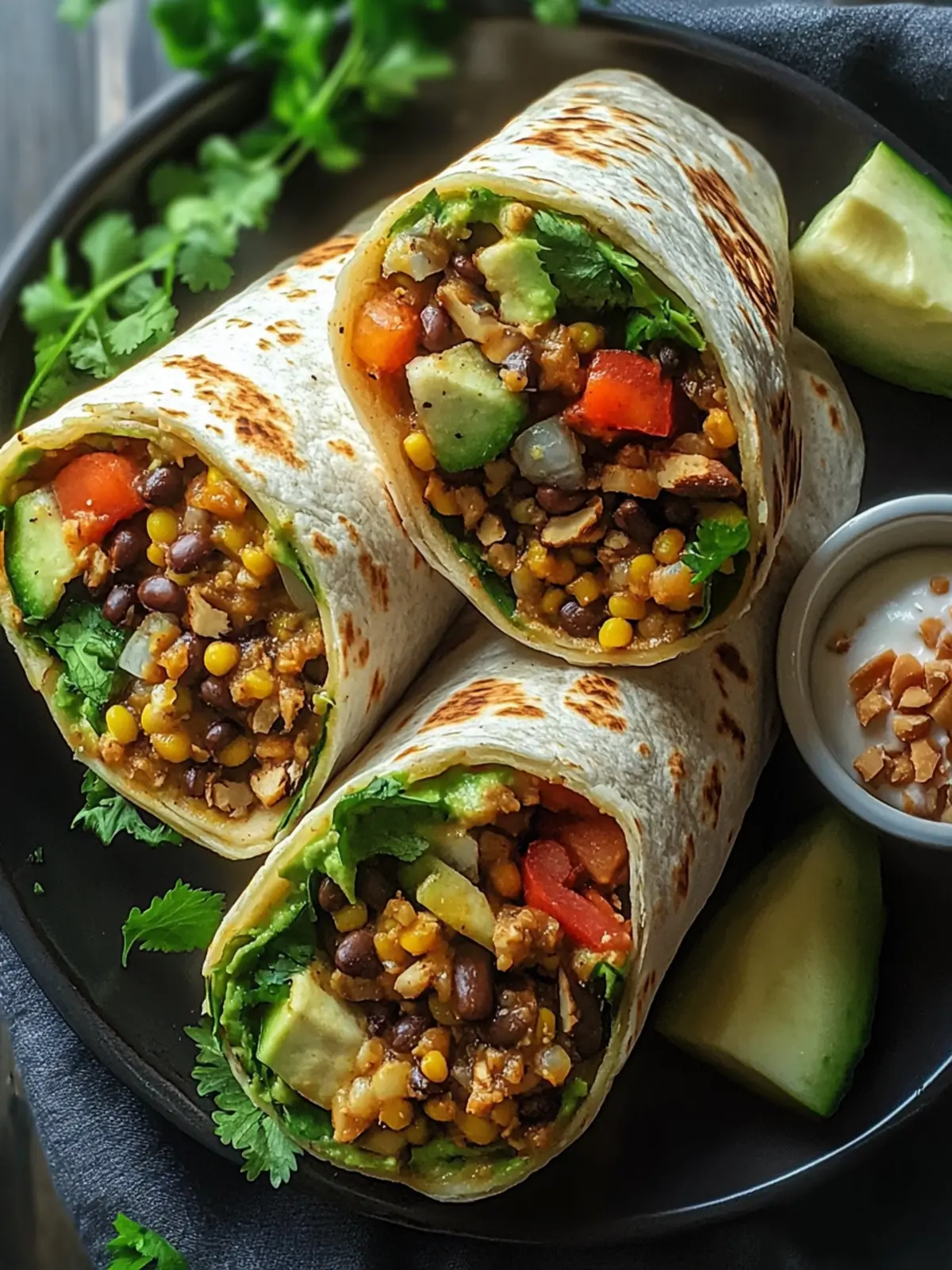 Vegetarische Burritos mit Linsen und Walnüssen