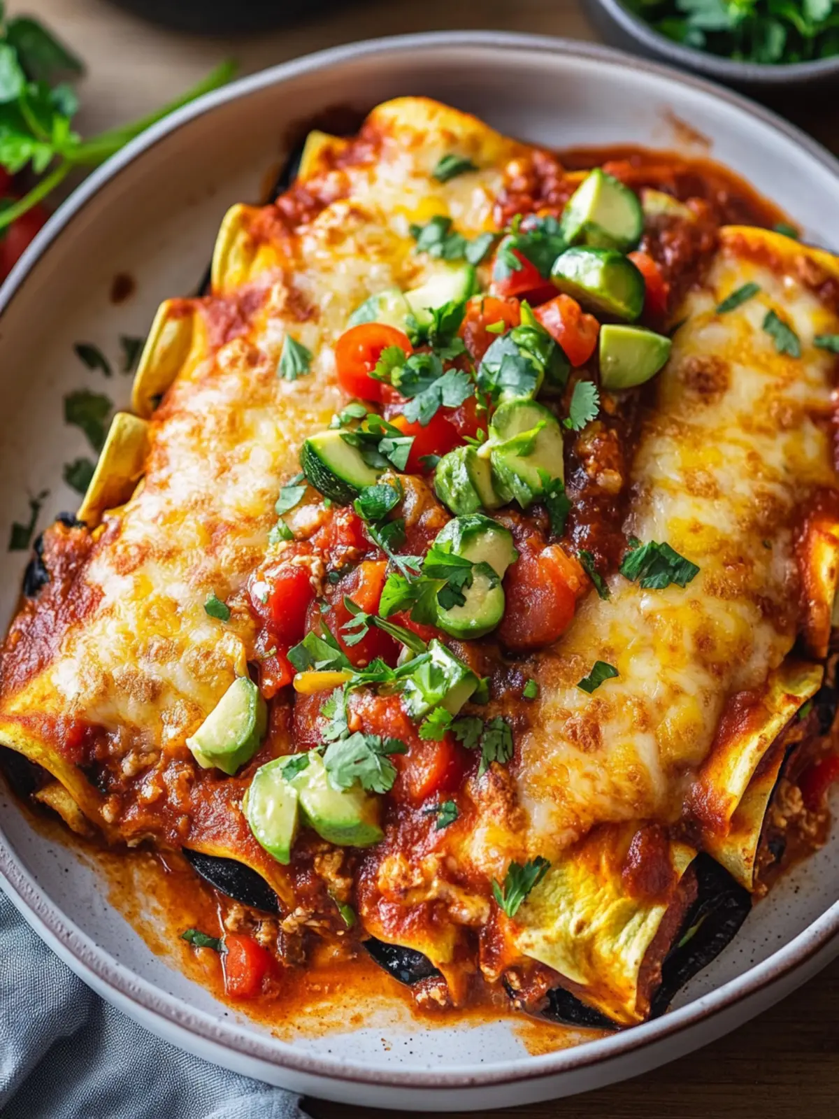 Cremige vegane Zucchini-Enchiladas mit schwarzen Bohnen genießen 3 Cremige vegane Zucchini-Enchiladas mit schwarzen Bohnen