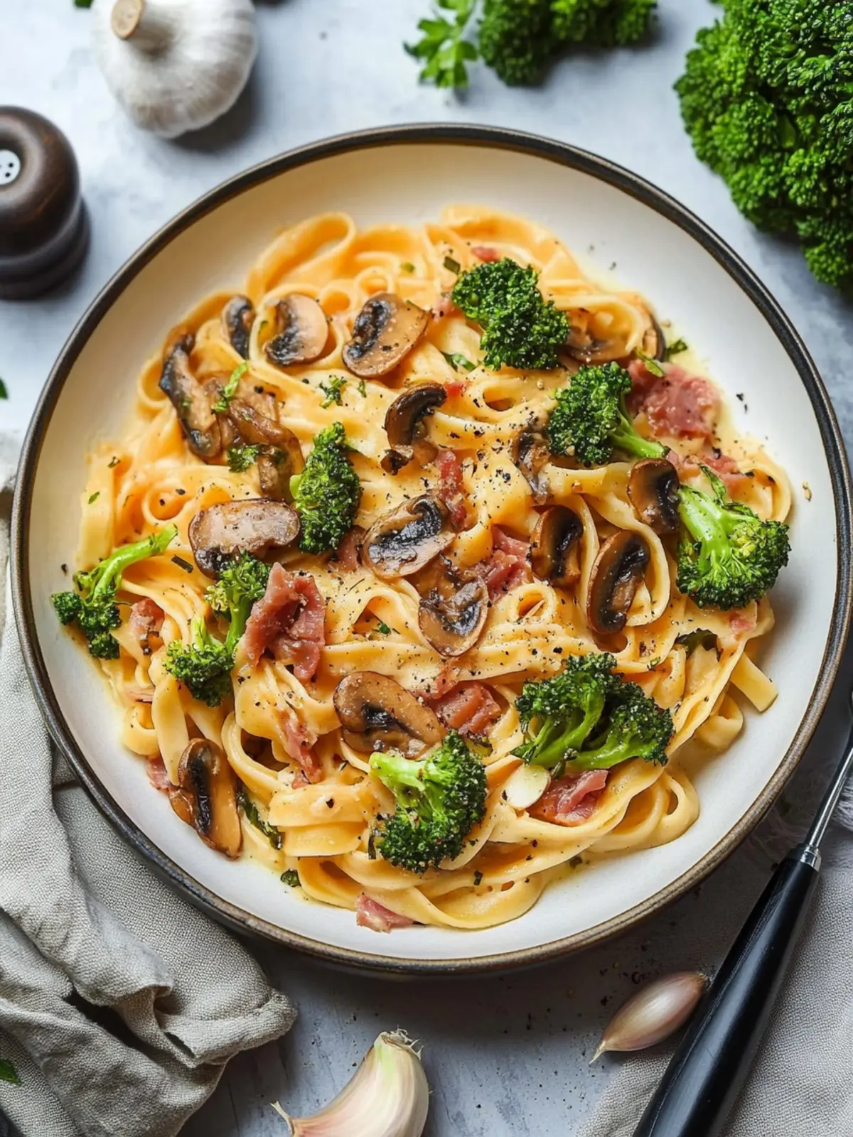 Datenacht Pasta mit Brokkoli, Speck & Champignons – Genuss pur 4 Datenacht Pasta mit Brokkoli, Speck & Champignons