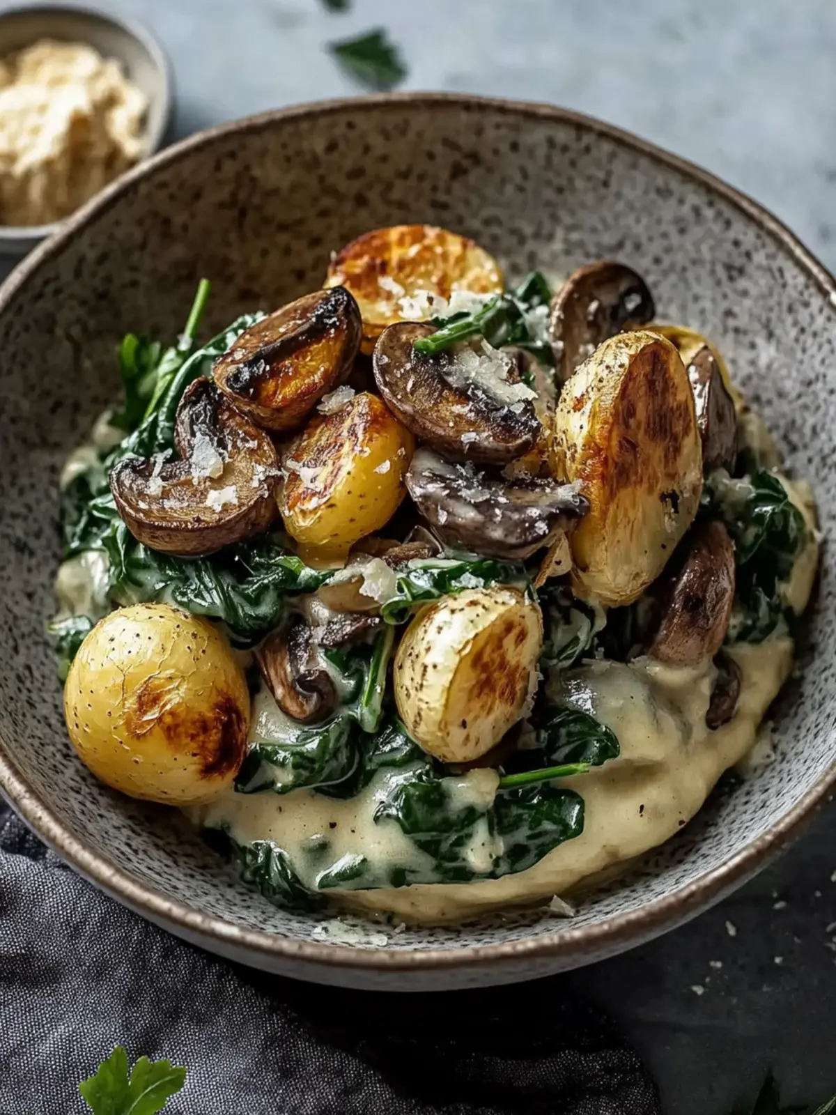 Ofenkartoffeln mit Pilz-Spinat-Füllung fürs gemütliche Dinner 4 Ofenkartoffeln mit Pilz-Spinat-Füllung