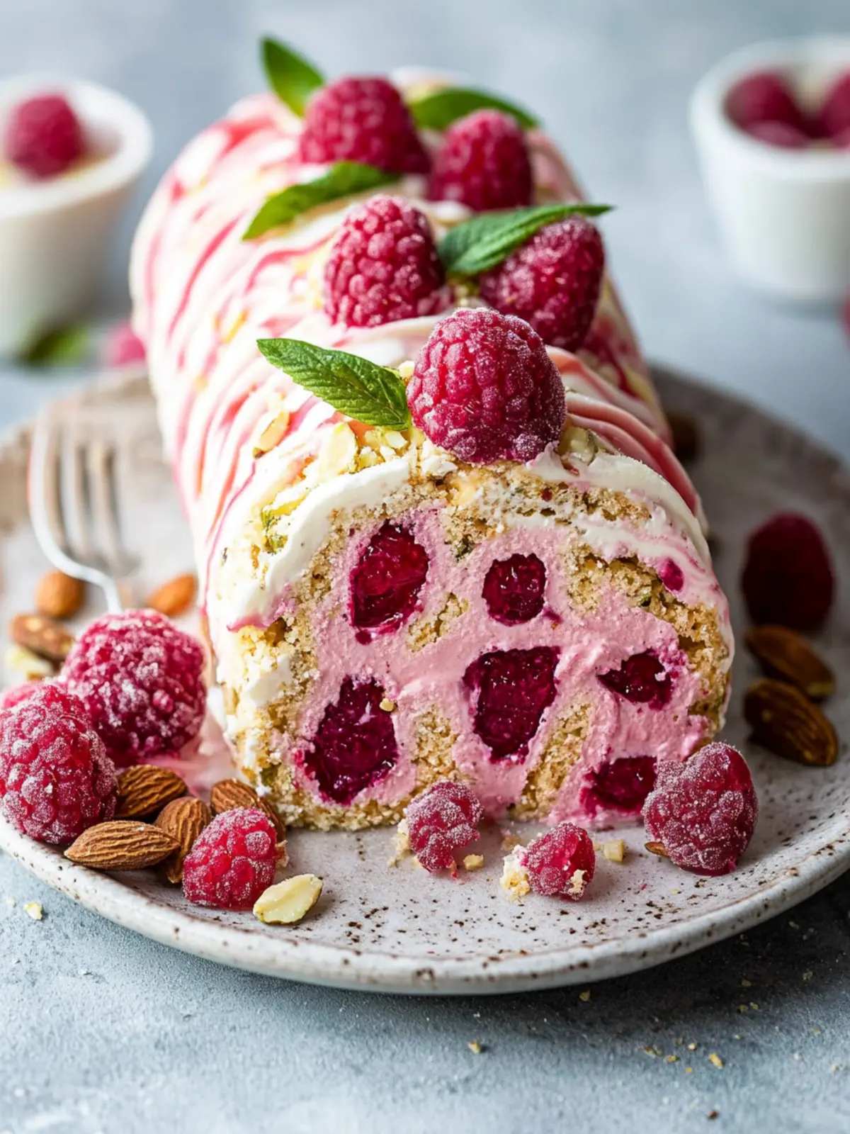 Himbeer-Pistazien-Biskuitrolle – Leichter Genuss für Feste 4 Himbeer-Pistazien-Biskuitrolle