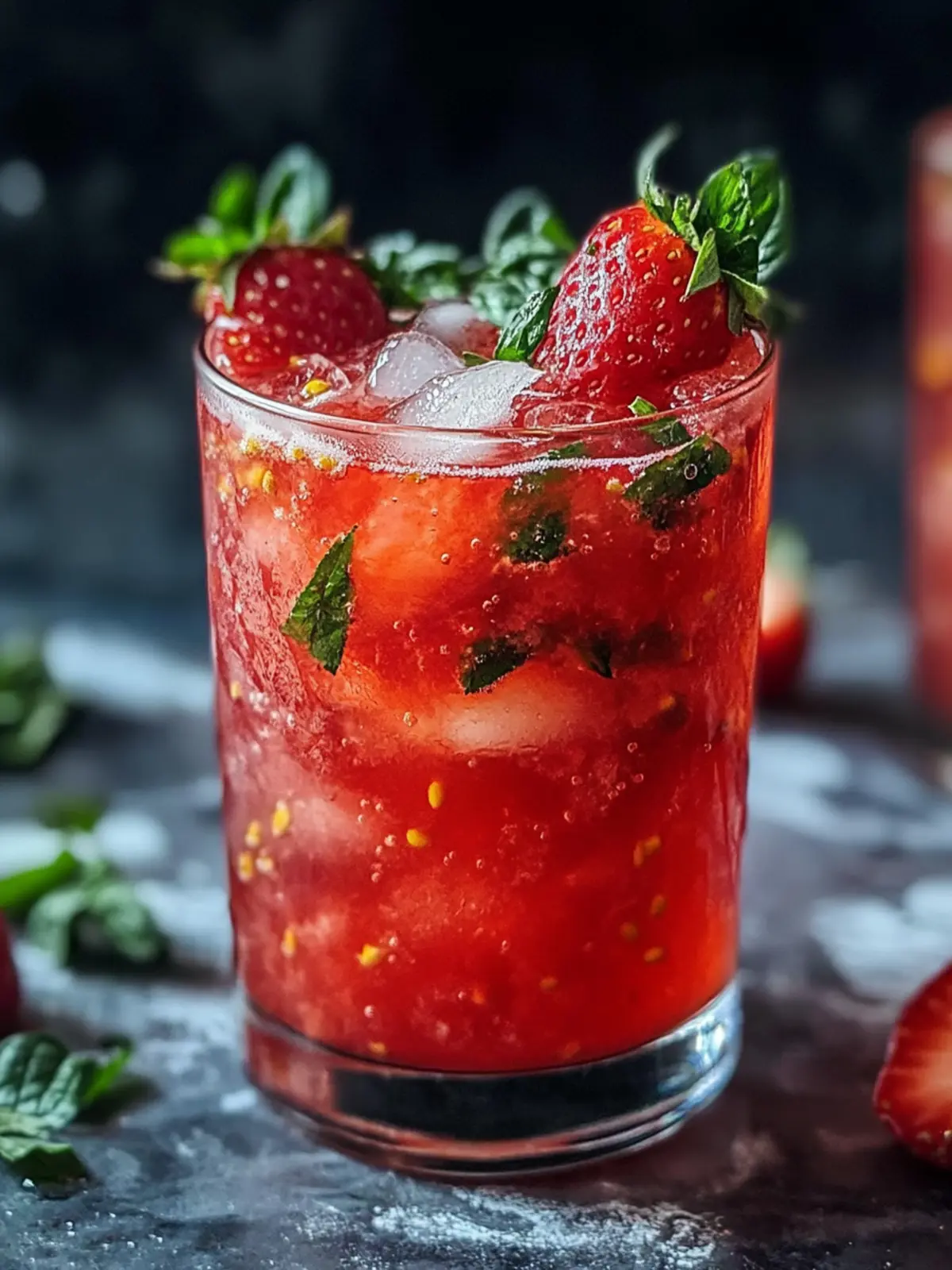 Erfrischender Erdbeere-Basilikum-Mash-Cocktail für Sommerfreude 3 Erfrischender Erdbeere-Basilikum-Mash-Cocktail