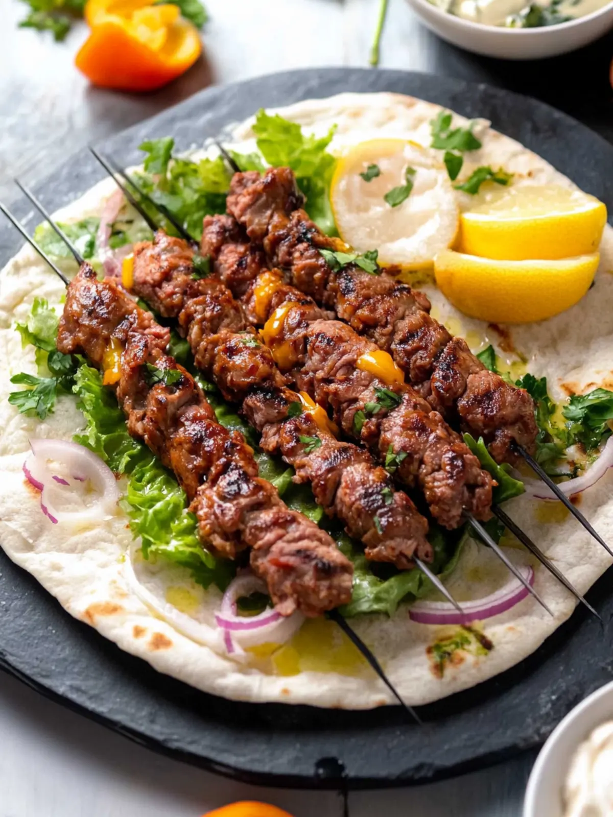 Saftige Lamm-Kebabs mit Aprikosen und Mandel-Kick 4 Lamm-Kebab