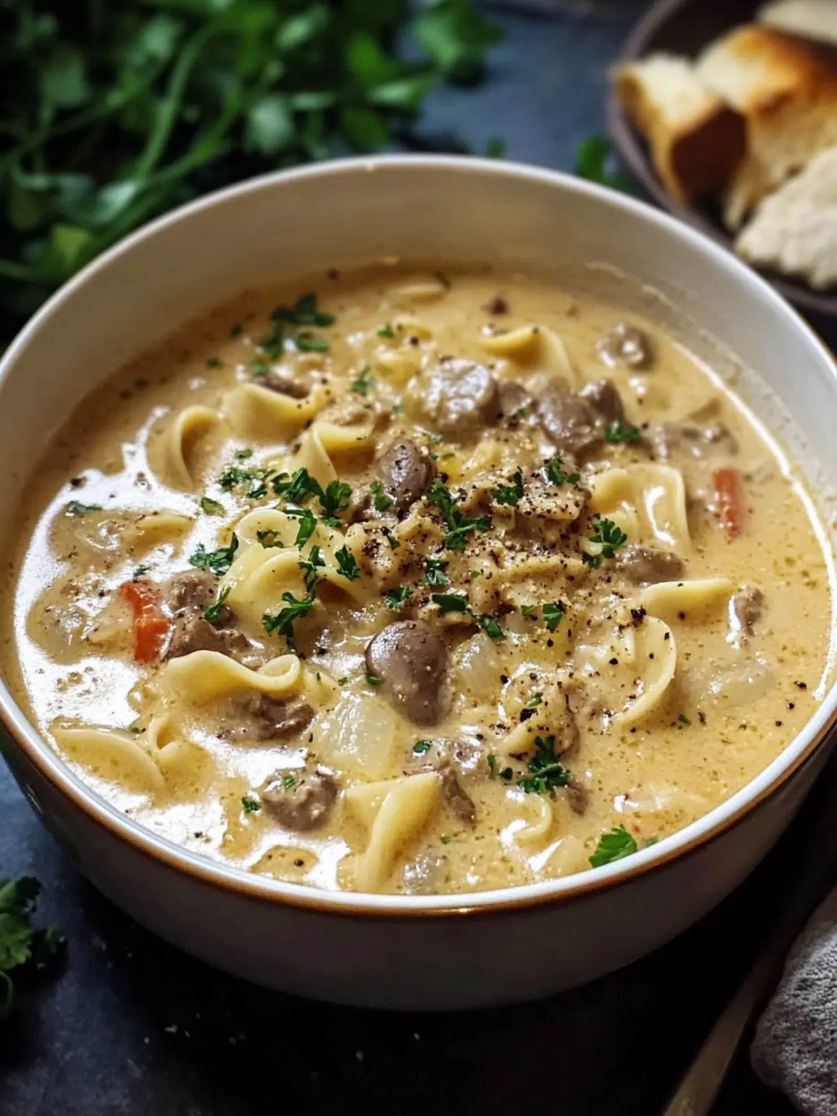 Herzhafte Stroganoff Hack Suppe für kalte Tage genießen 4 Stroganoff Hack Suppe